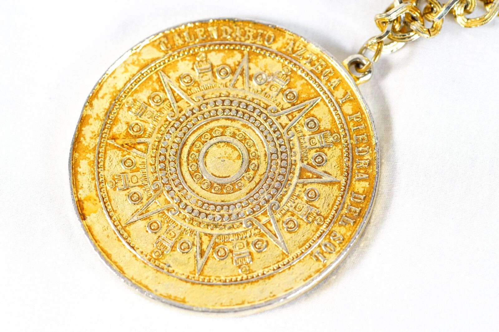 Aztec Mayan Calendar Mid-Century Necklace Calendario Azteca Piedra Del Sol