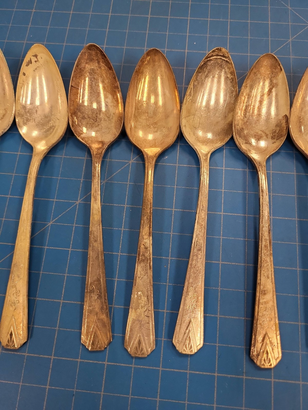 14 Community Plate Silverplate Teaspoons Deauville Art Deco Oneida Flatware Lot
