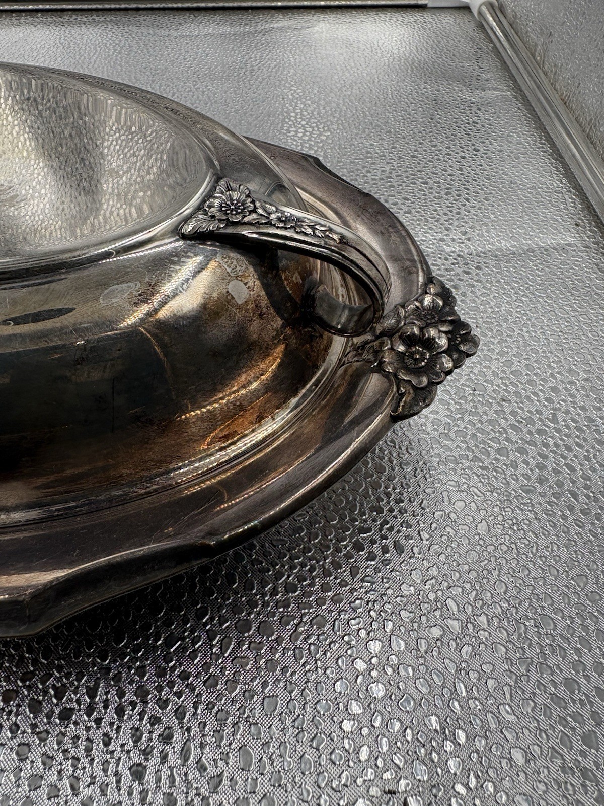 Vintage Holmes & Edwards Double Vegetable Bowl silver plate ~ Spring Garden