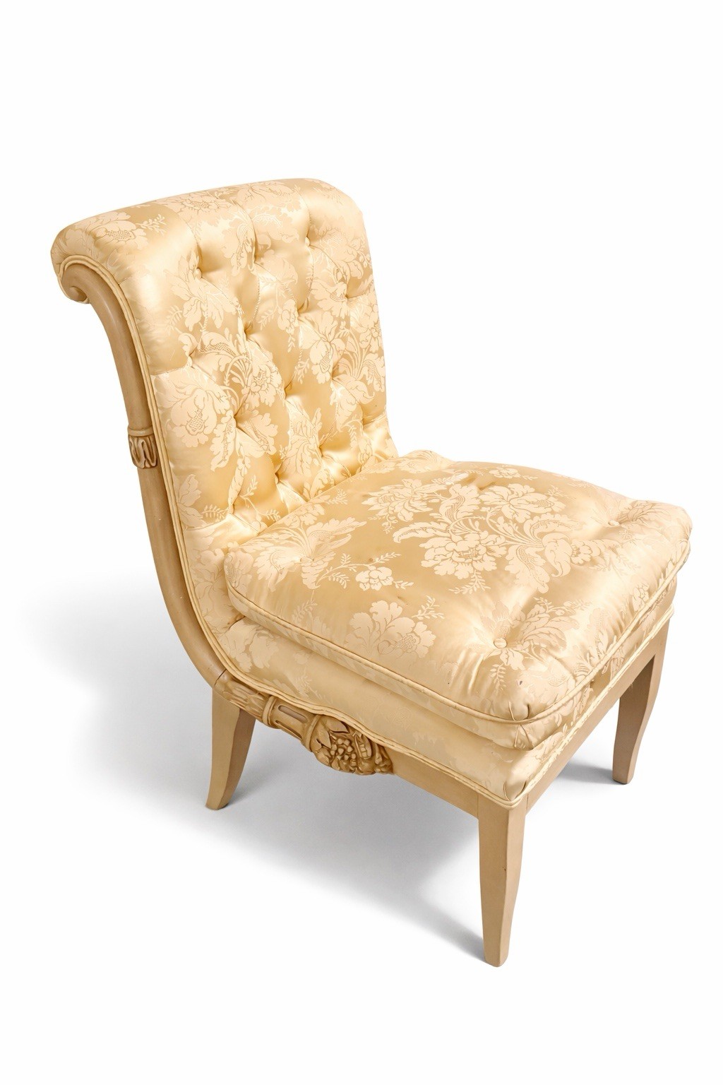 Mid Century Tufted Chair Mary Pickford Owned Old Hollywood Empire Slipper Vtg