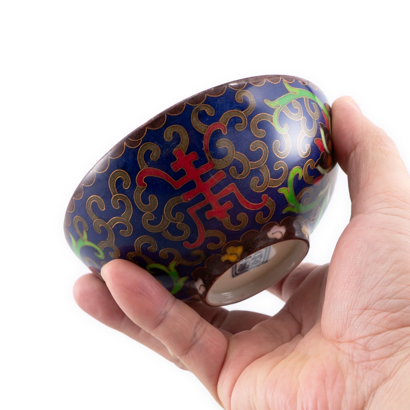 Chinese Enamelled Porcelain Bowl (Dark Blue)