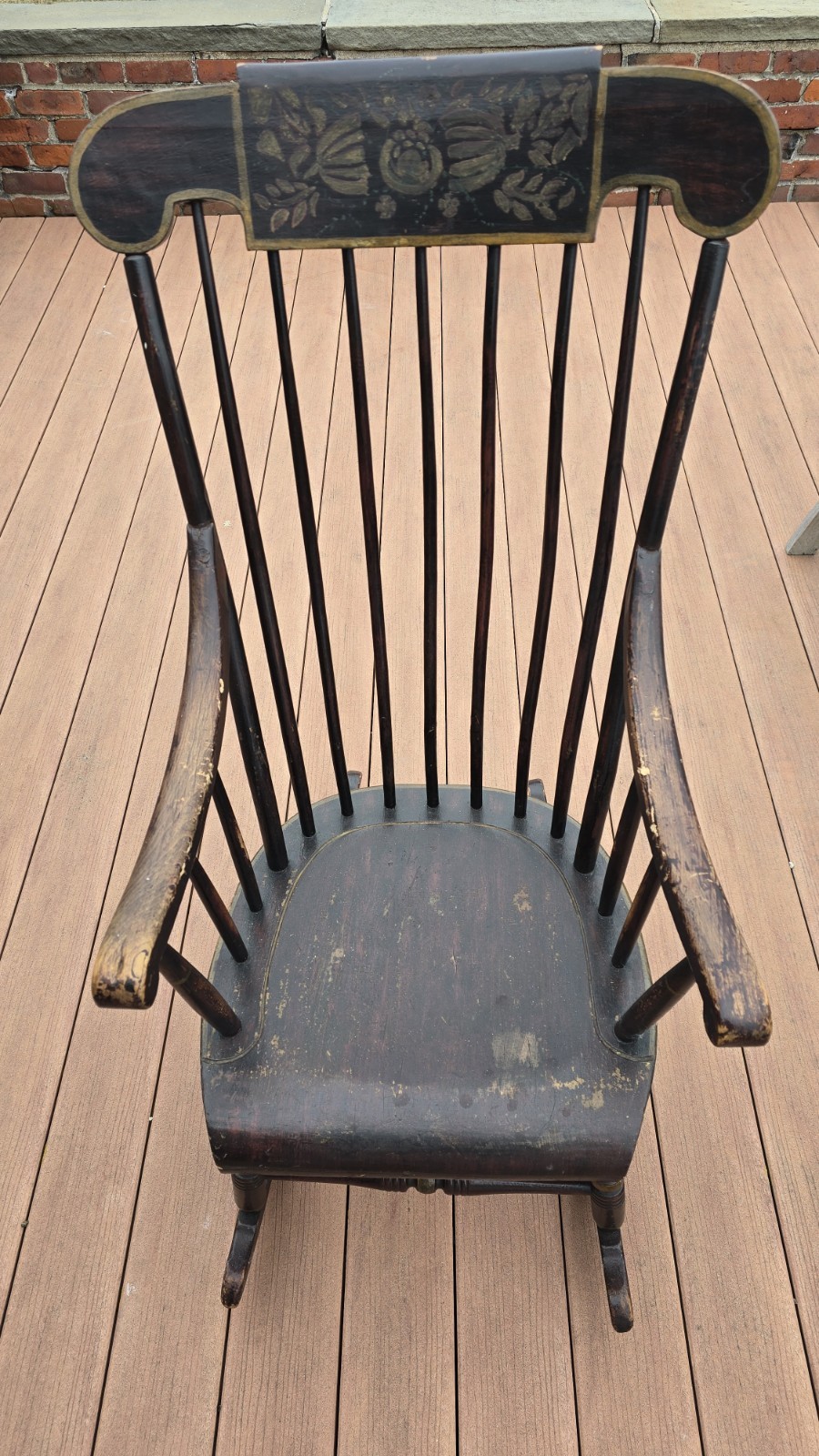 Antique 18th or 19th Century Hand Stenciled New England Rocking Chair Rocker