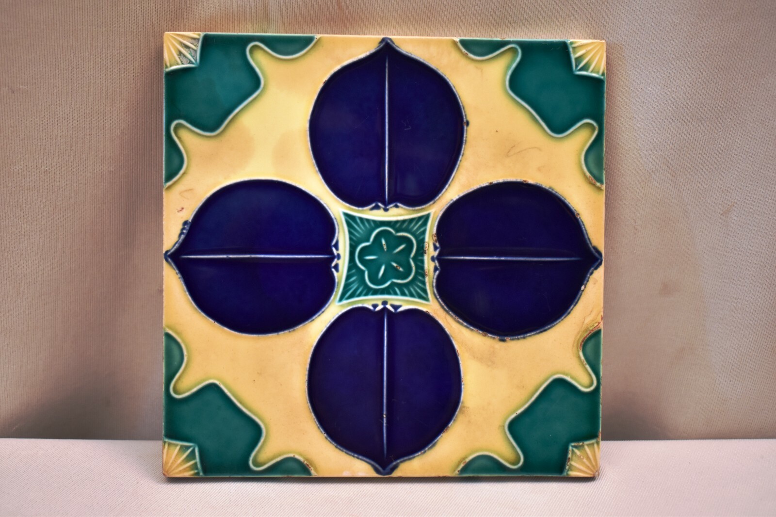 Vintage Tile Art Nouveau Japan Majolica Porcelain Danto Kaisha Collectibles “I81