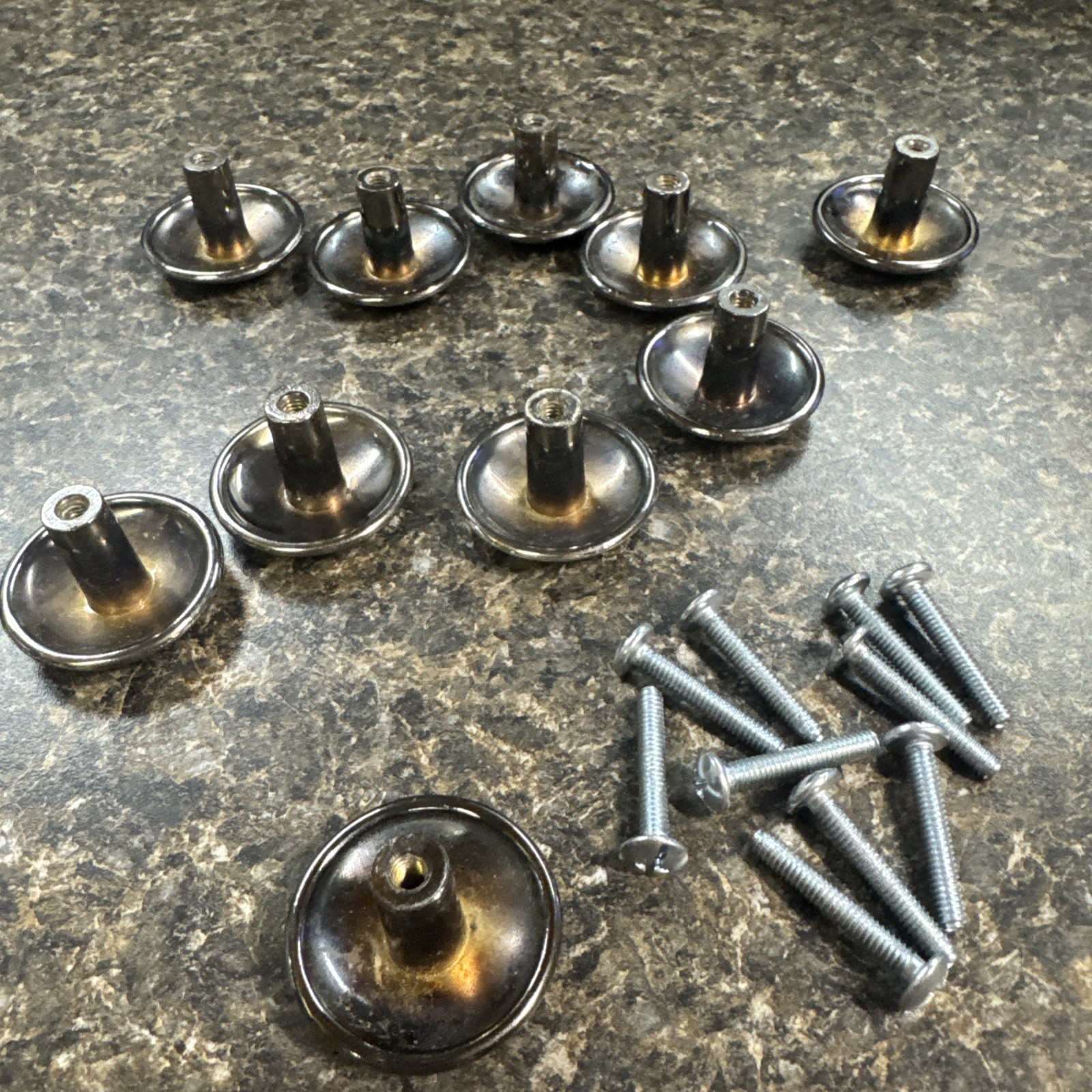 10 Vintage Brass Round Cabinet Knobs Pulls Handle