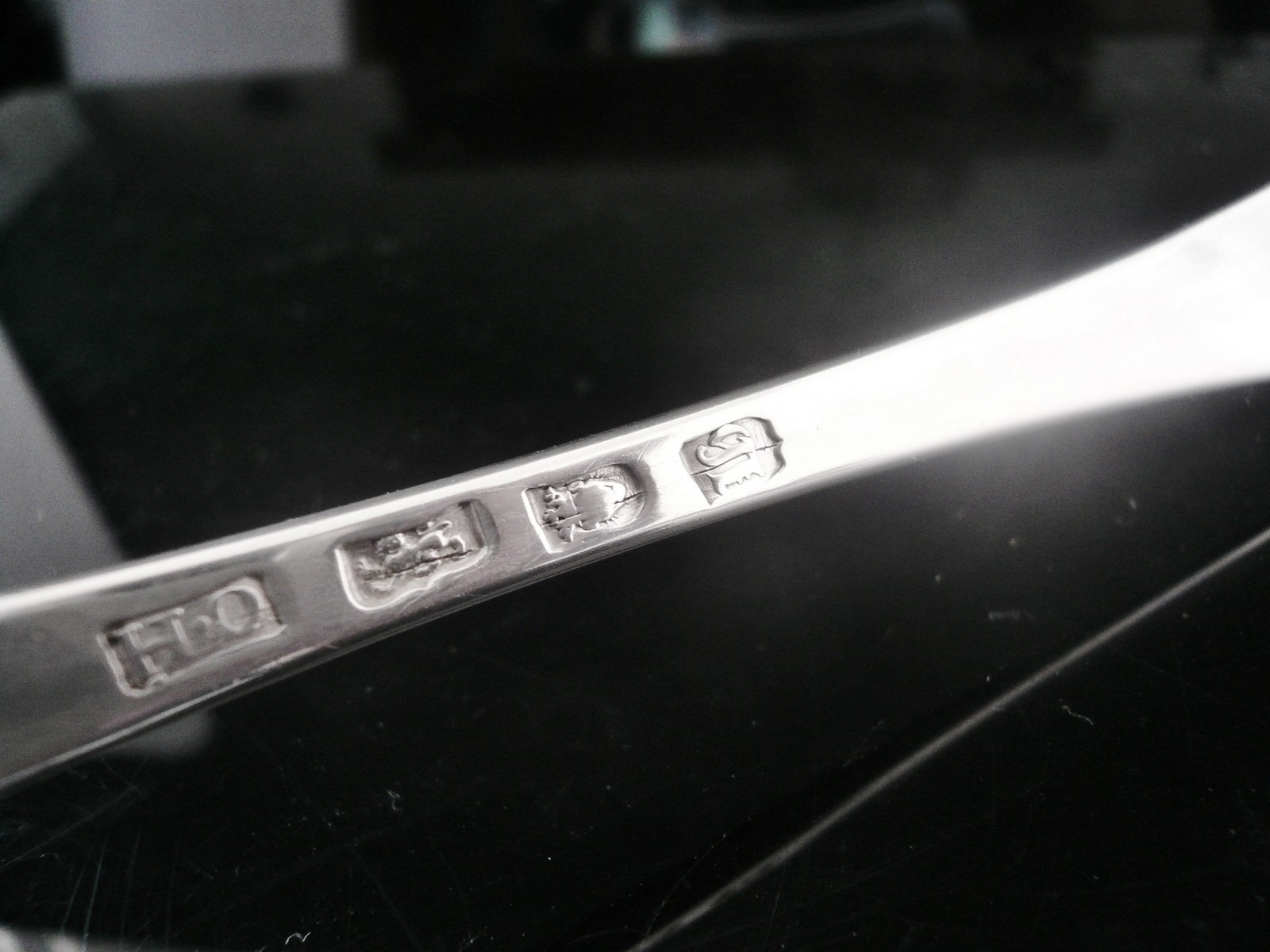 Antique Sterling Silver Serving Spoon, London 1763, C.H Lost Registry Maker