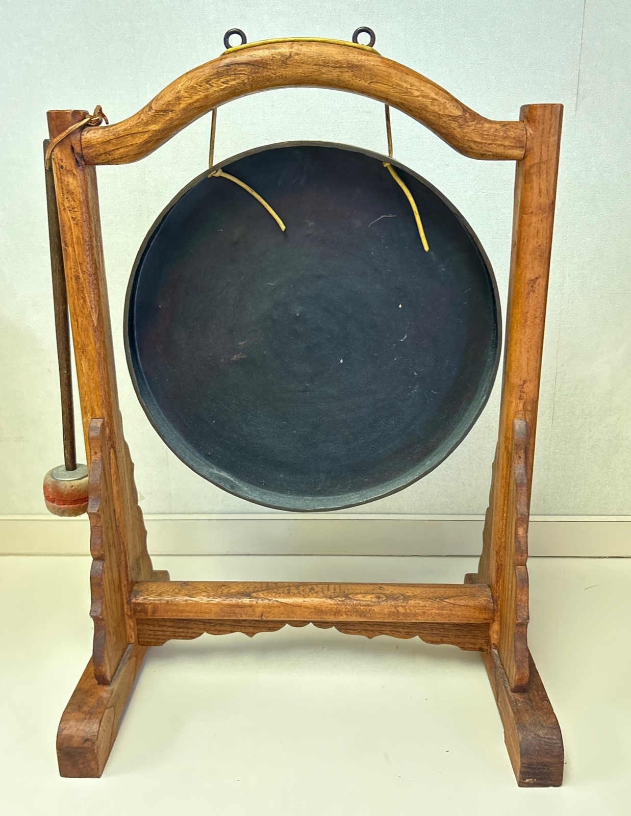 Antique Large Japanese Meiji Samurai Gong – Wood Frame