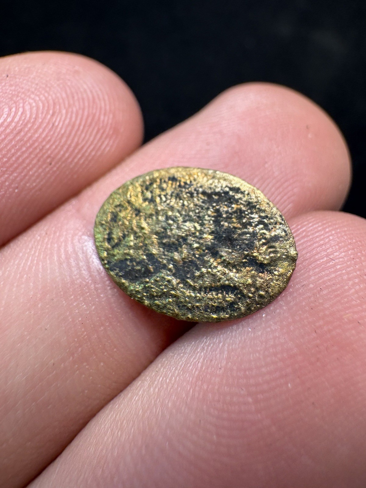 Colonial Era Brass Cufflink Relic C. 1700s – Hand Engraved Pattern – Dug