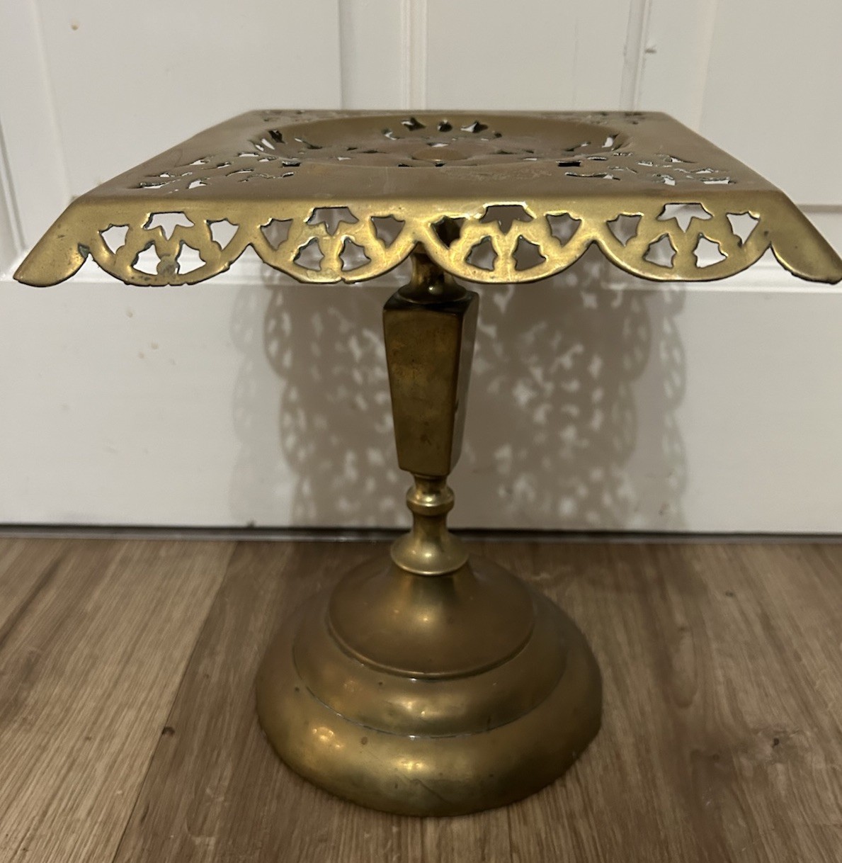Antique Brass Square Trivet Kettle Pots Stand Pedestal Plant Stand Jardiniere