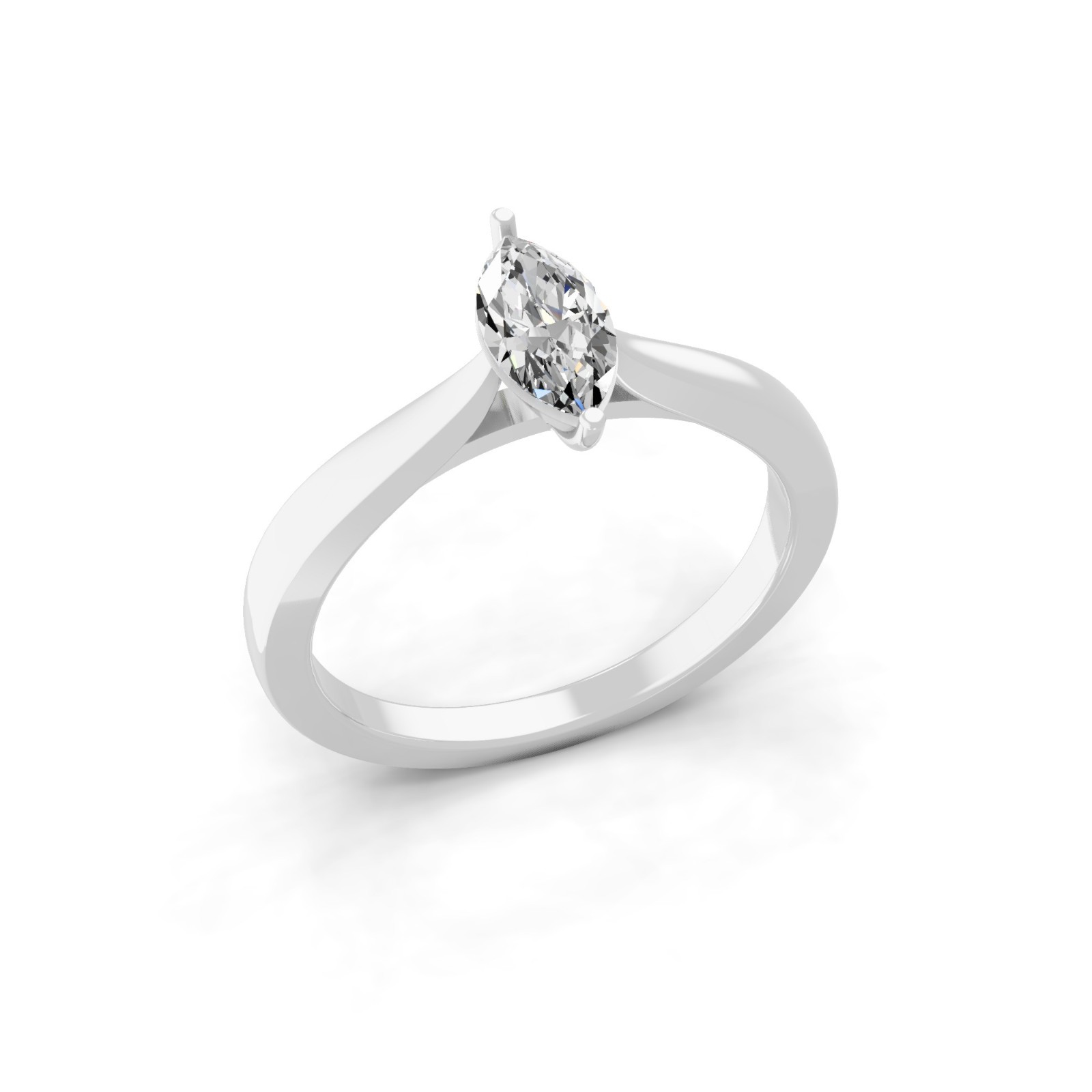 0.50 Ct Marquise Lab Grown Diamond Solitaire Ring 9K White Gold Jewelry For Mom