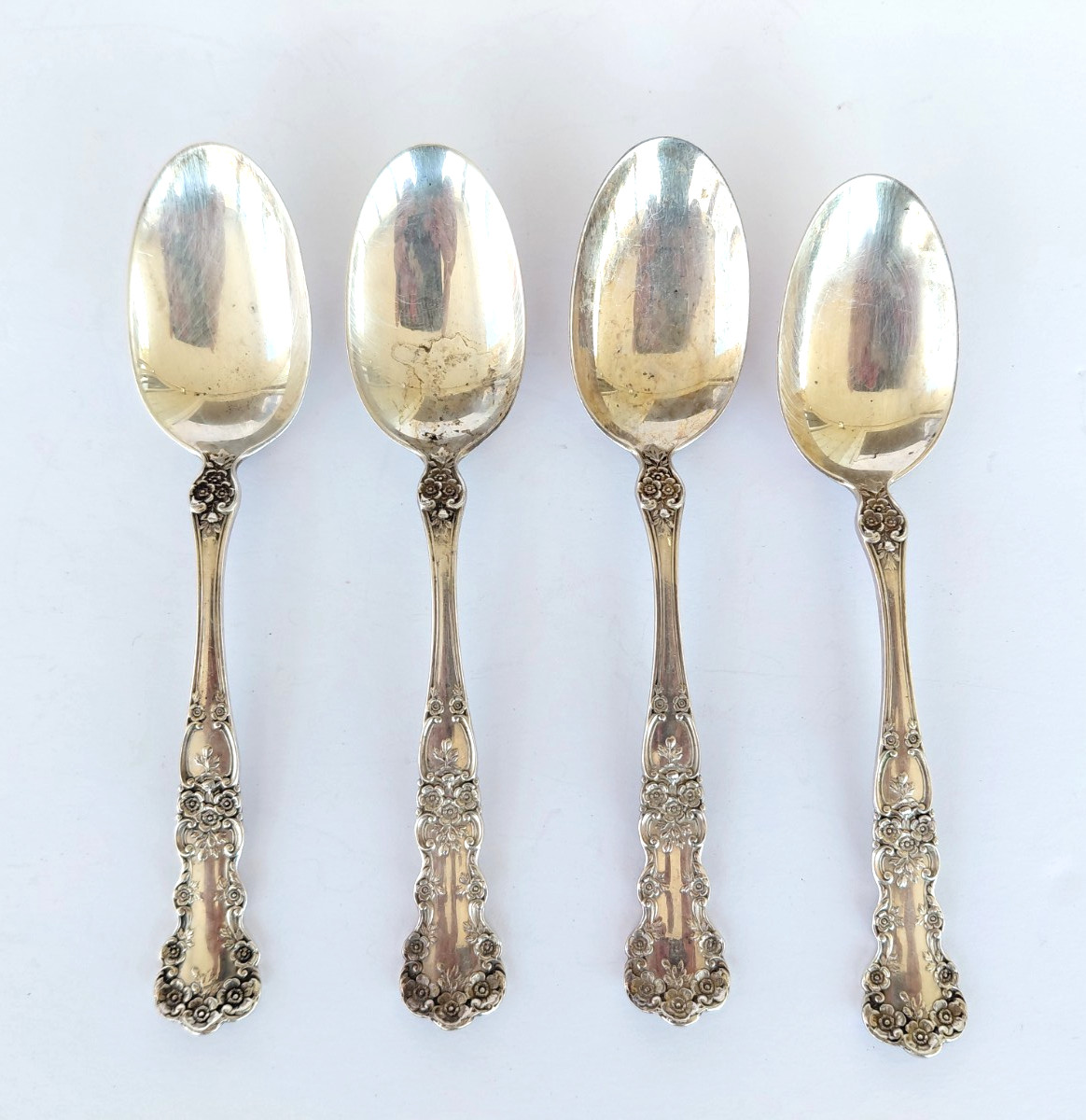 Antique Sterling Silver .925 Spoon Shreve & Co Set of 4 5 1/2″