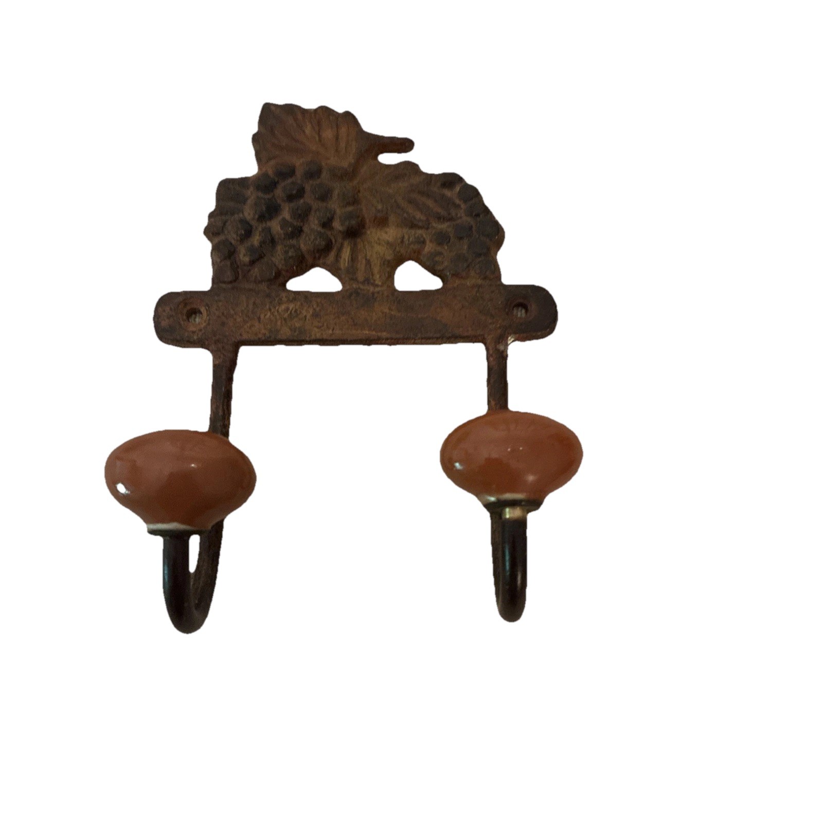Vintage Ornate Cast Iron Grapevine With Knobs Coat Rack Towel Hanger Hooks