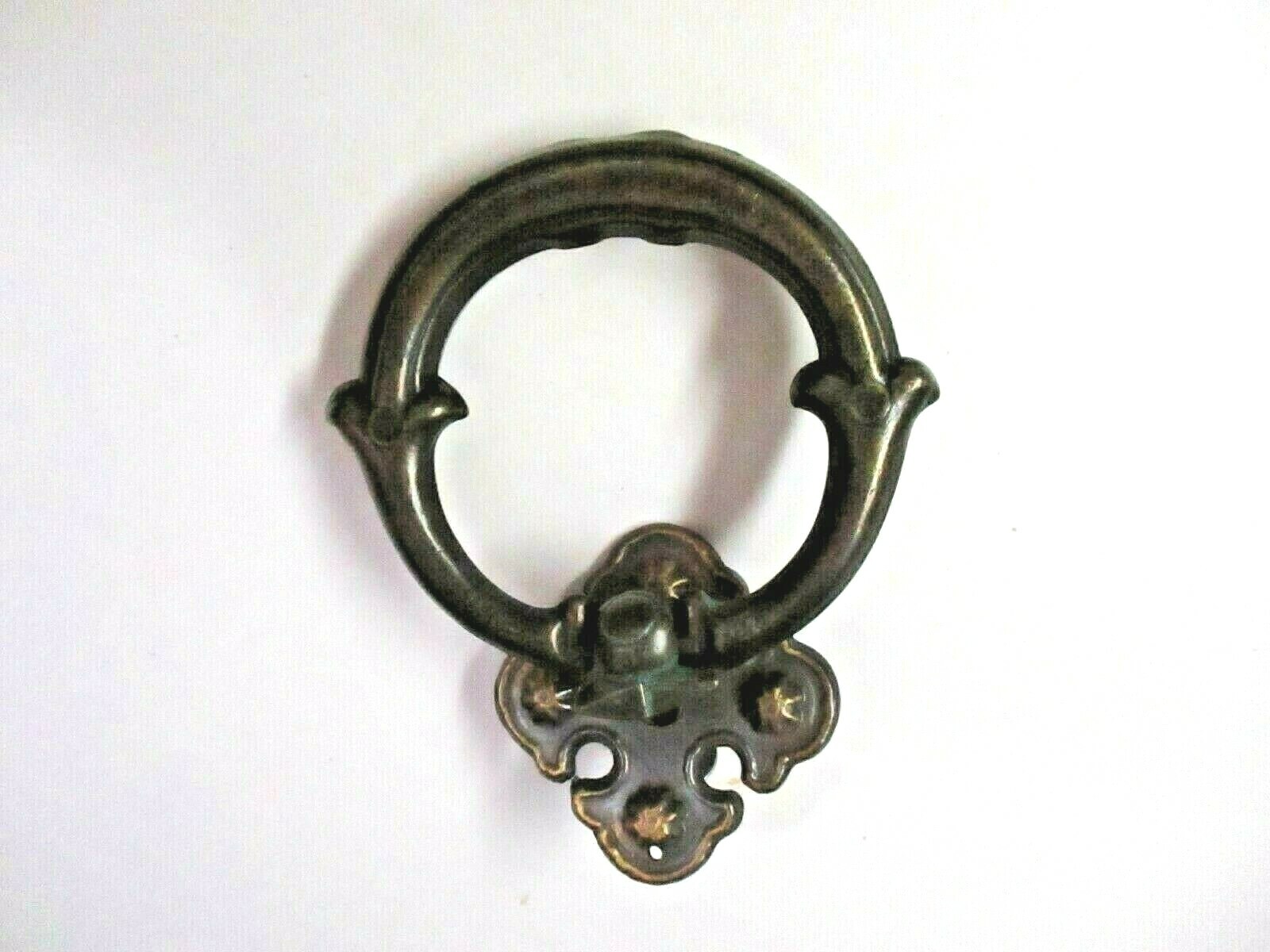 KBC N-3896 Knocker Style Drop Ring Pull Handle Backplate Dark Aged Brass MCM Vtg