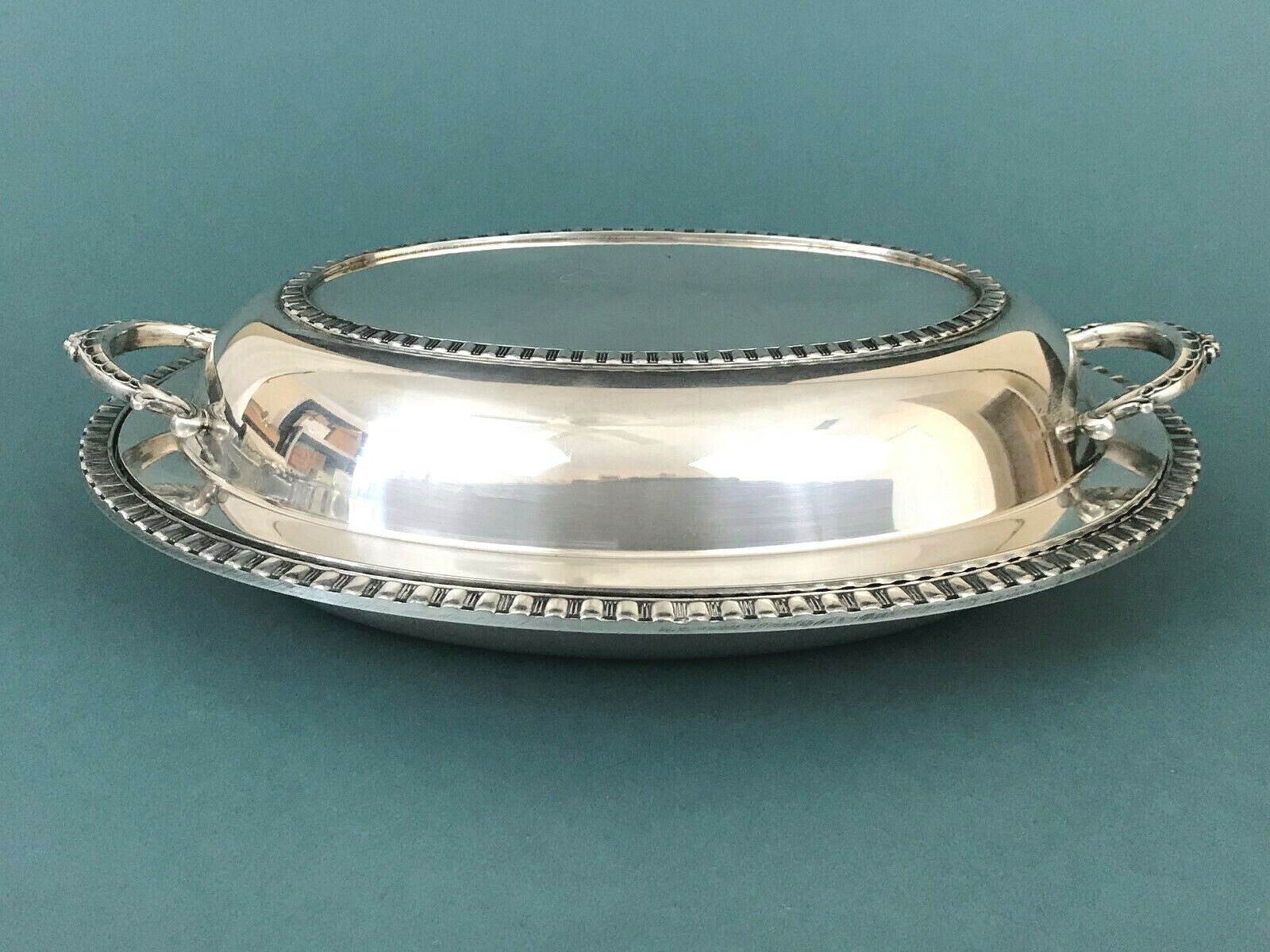 VTG MELFORD M610 Wallace Castledon Silver Plate Oval Double Vegetable Bowl w Lid