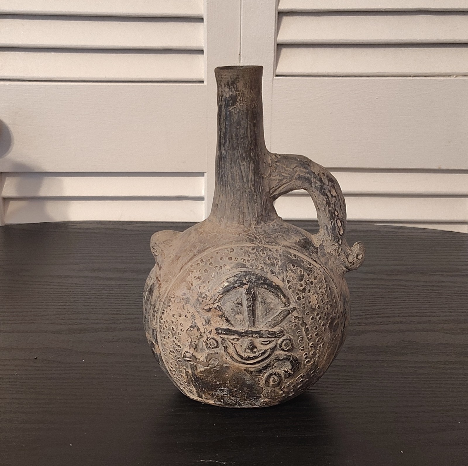 PRE-COLUMBIAN FIGURAL VESSEL BLACKWARE CHIMU PERU SOUTH AMERICA 1000 – 1450 AD