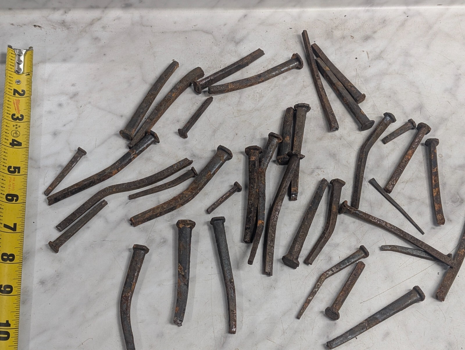 Lot BROKEN/CRACKED Antique square cut nails Steel Iron Blacksmith DIY Metal Art