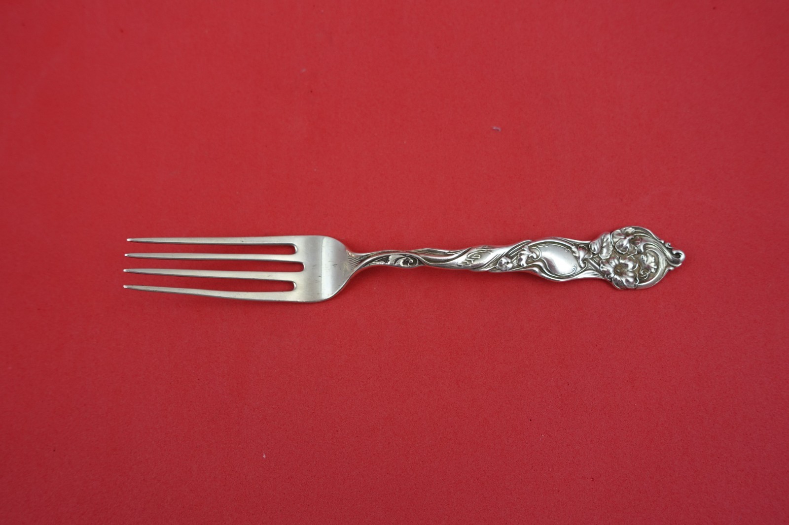 Flower of the Month by Shiebler Sterling Silver Pastry Fork “March” 6 1/2″