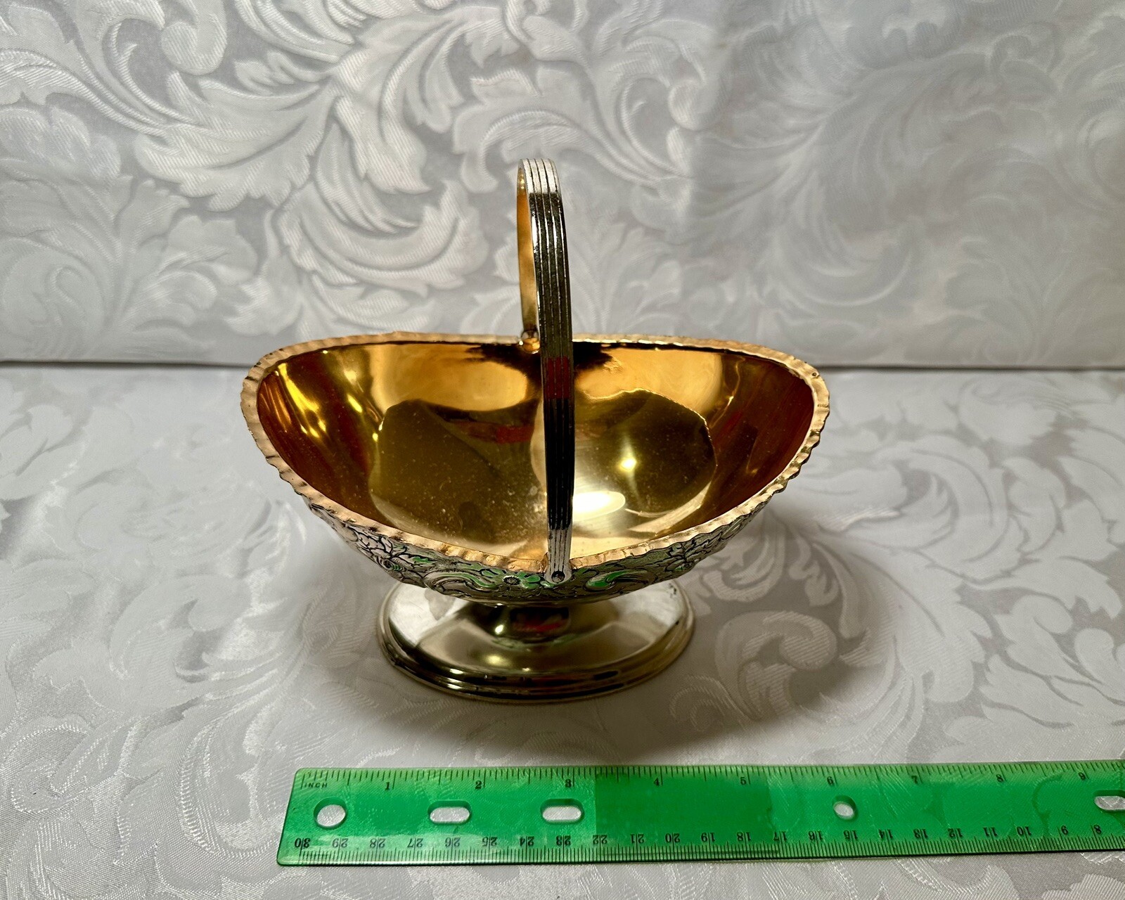 Ornate Silver Plated Engraved Bowl with Floral Scroll Design & Hallmarks