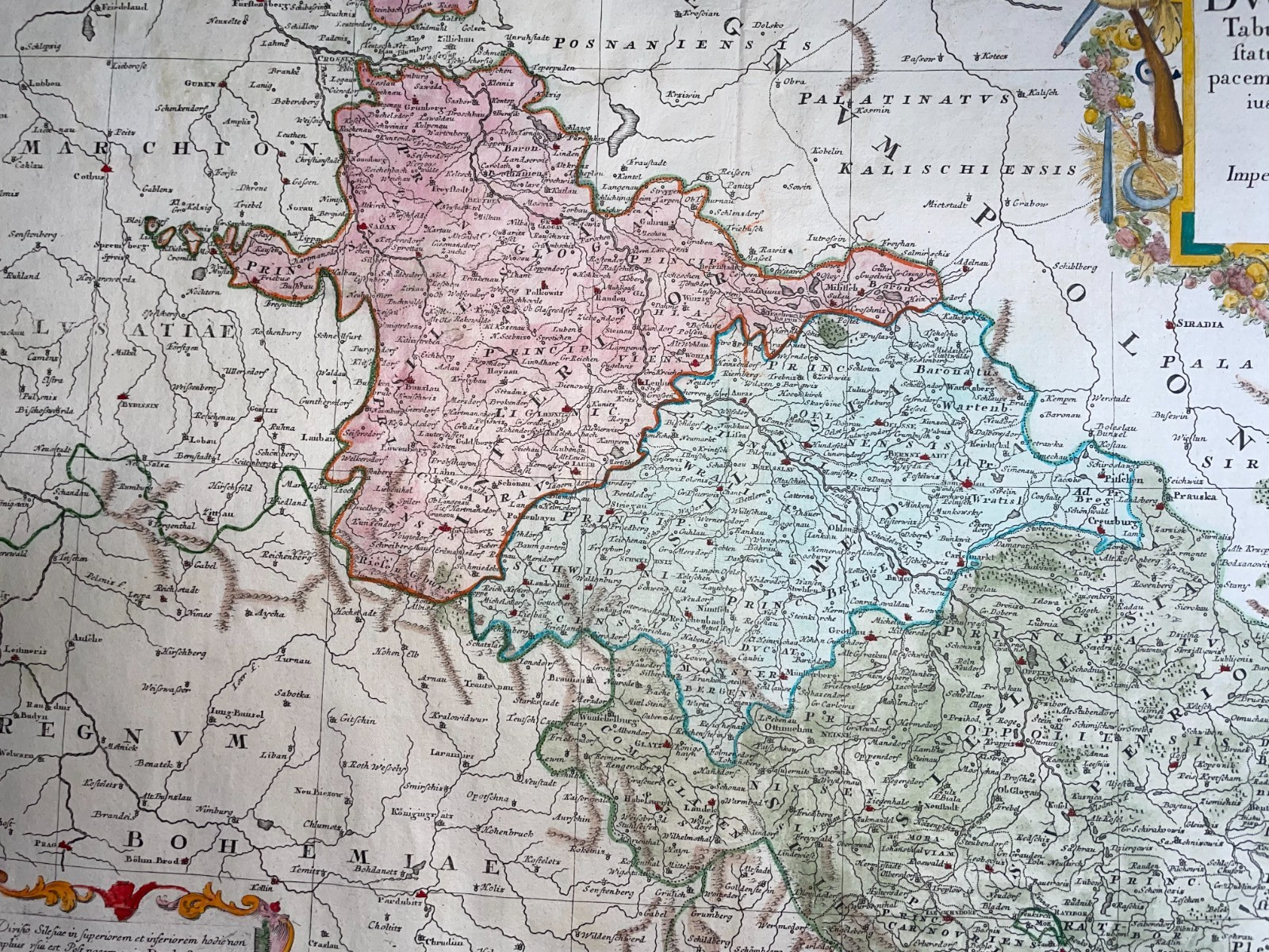 SILESIA DATED 1749 HOMANN HRS LARGE ANTIQUE MAP 18TH CENTURY