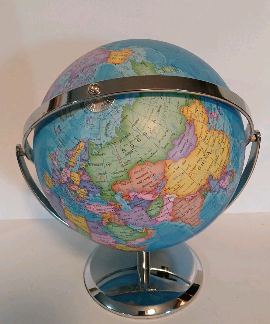 9’inch “Dipper”Illuminated Constellation World Globe. Chrome, Lights, Desktop,*
