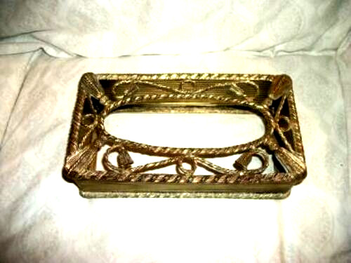 Hollywood Regency Matson Filigree Tissue Box Rope Tassel Design Ormolu 1960s