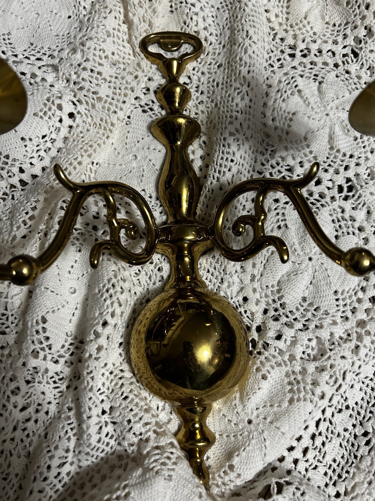 Antique Ornate Scroll Brass Wall Sconce Double Arm Candle Holder