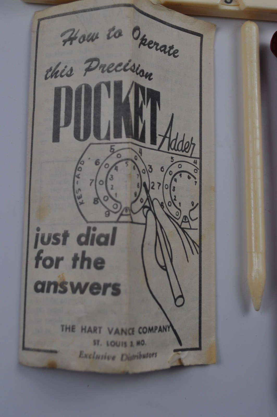Vintage Hart Vance Pocket Adder – Adding Machine Calculator with Stylus