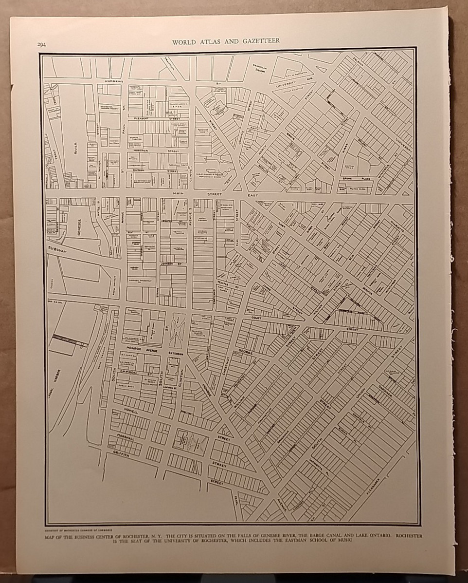 1940 Vintage ROCHESTER NY Map Antique Old from Collier’s World Atlas & Gazetteer