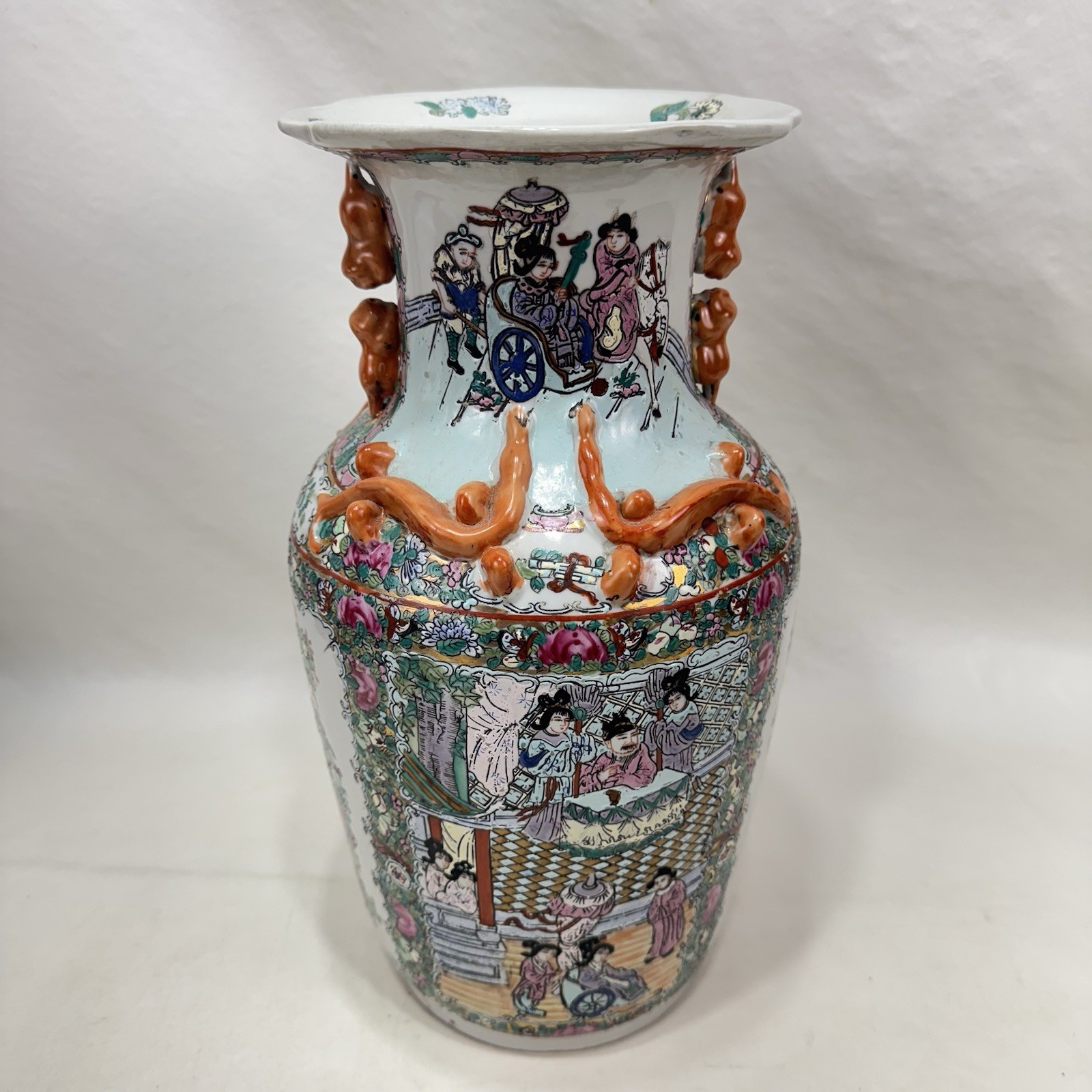 Late 19th Century Chinese Famille Rose Style Baluster-Shaped Porcelain Vase