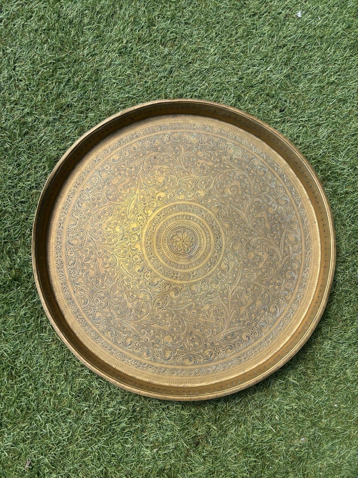 Antique Stunning Large Islamic Brass Tray HEAVY (2). 43.3cm. 2.2kg