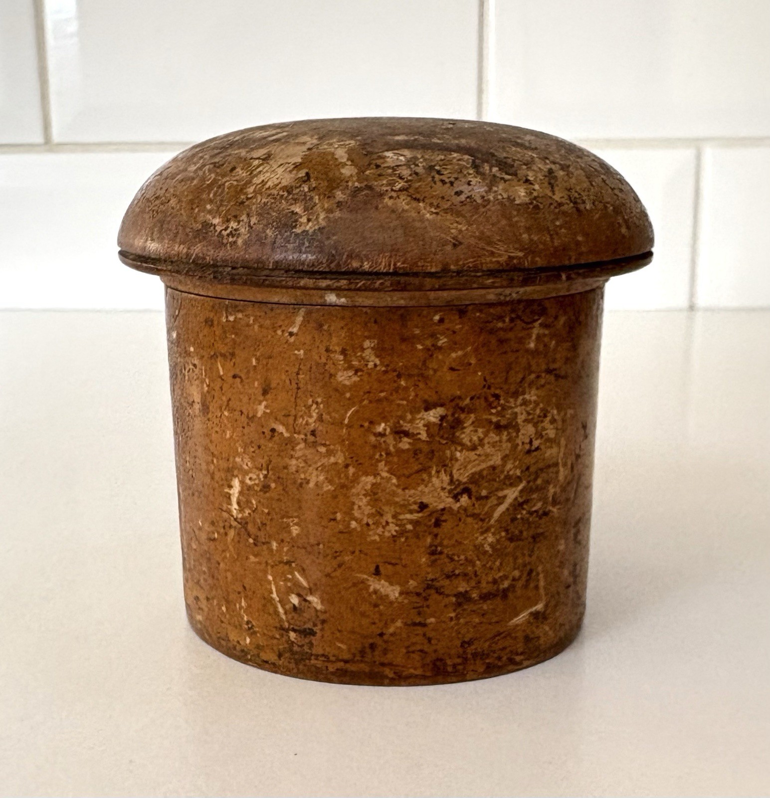 19th Century Turned Treen Ware Covered Container Fruitwood