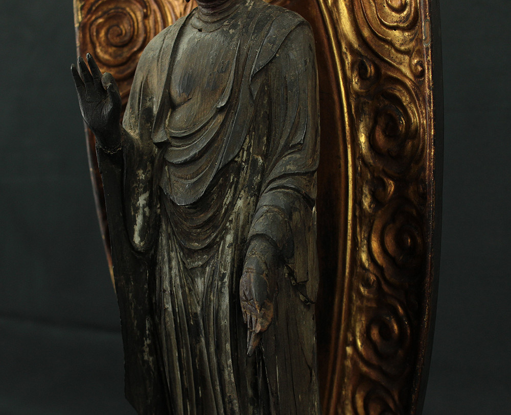 Amida Nyorai 阿弥陀如来 (Amitābha) 45.5cm Buddhism Gilt Lacquer Wooden Statue
