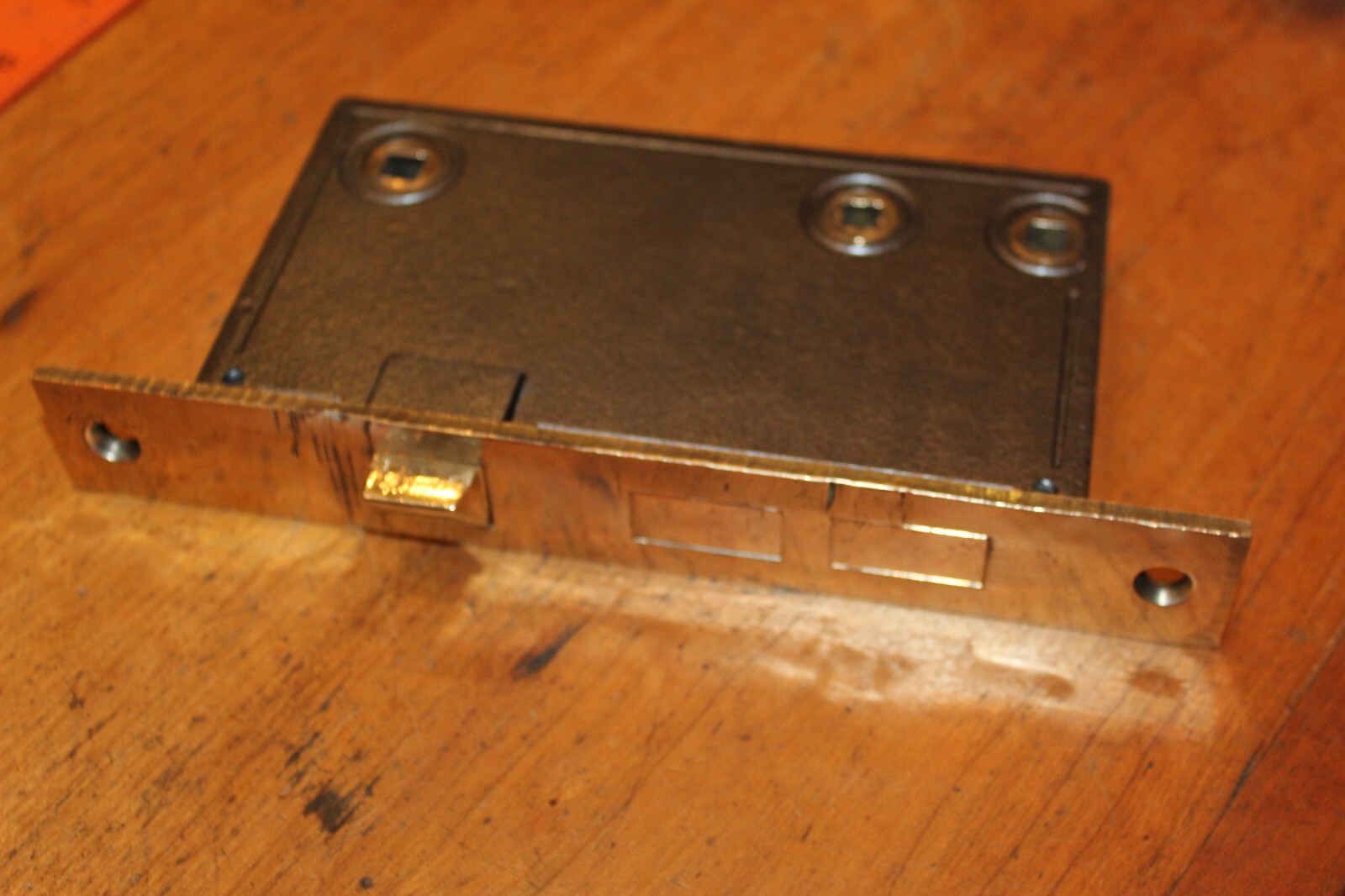 Antique Cast Iron Bronze Face Double Dead Bolt Unit Mortise Lock R-73
