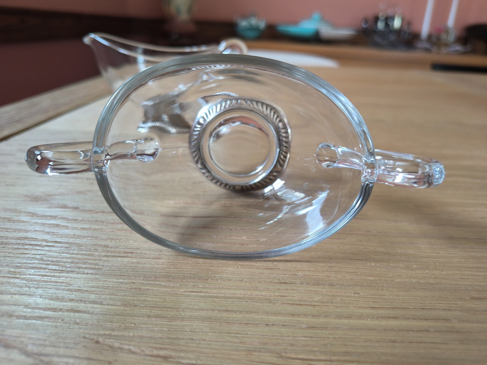VTG Frank M Whiting Sterling Silver Base Glass Creamer Sugar Bowl Set Gadroon