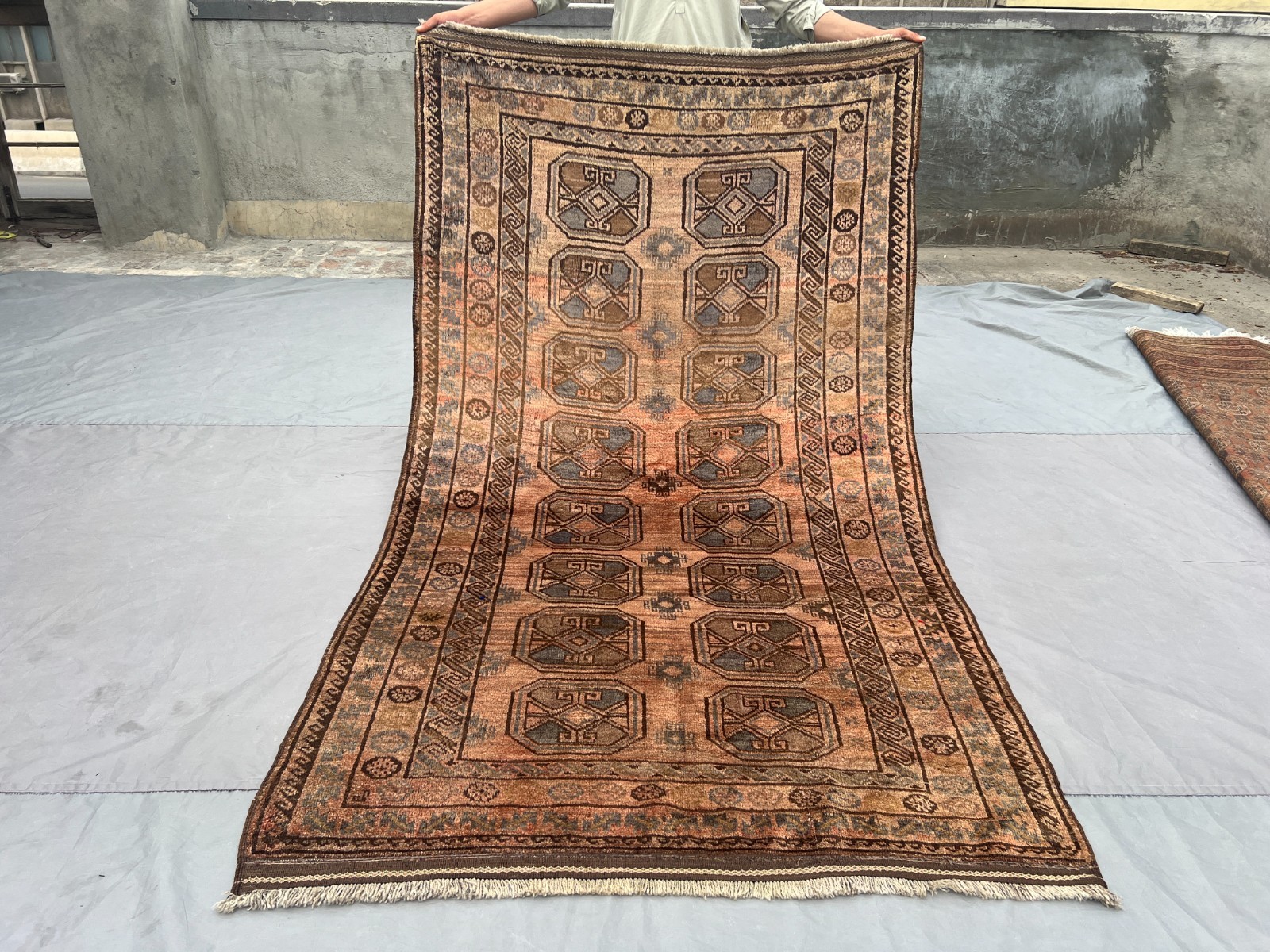5 x 8 Vintage Afghan Baluchi Hand-Knotted Wool Rug, Tribal Geometric Rare Rug