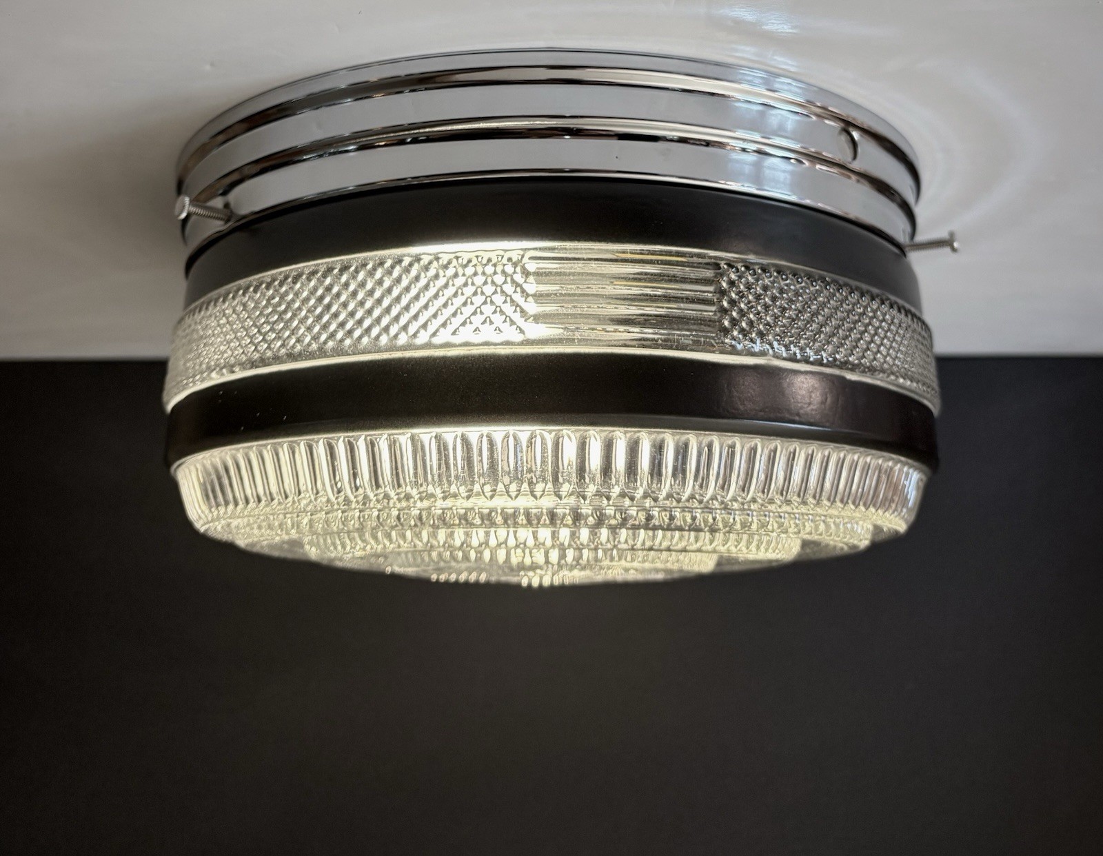 Antique 1930s 40s Art Deco Machine Age Theater Black Directional Ceiling Lights