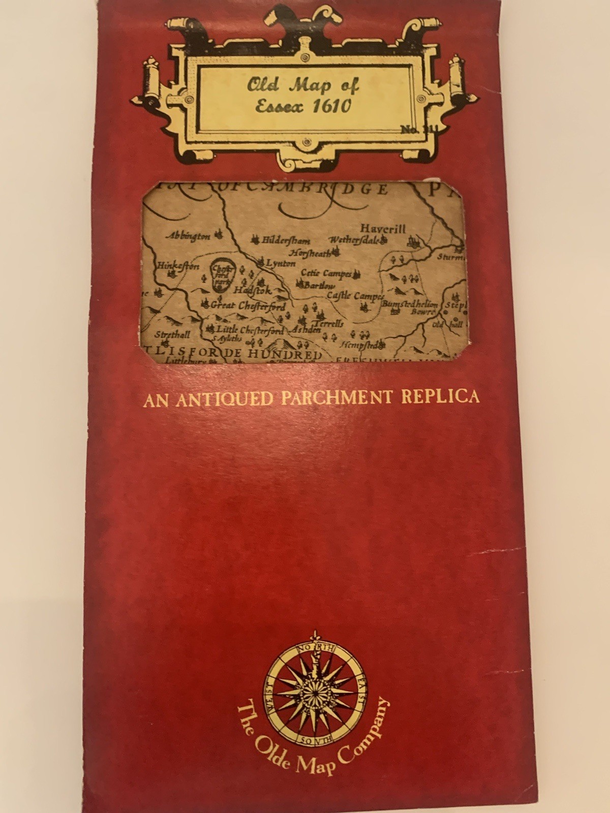 Antiqued Parchment Replica Map of Essex England 1610 Read