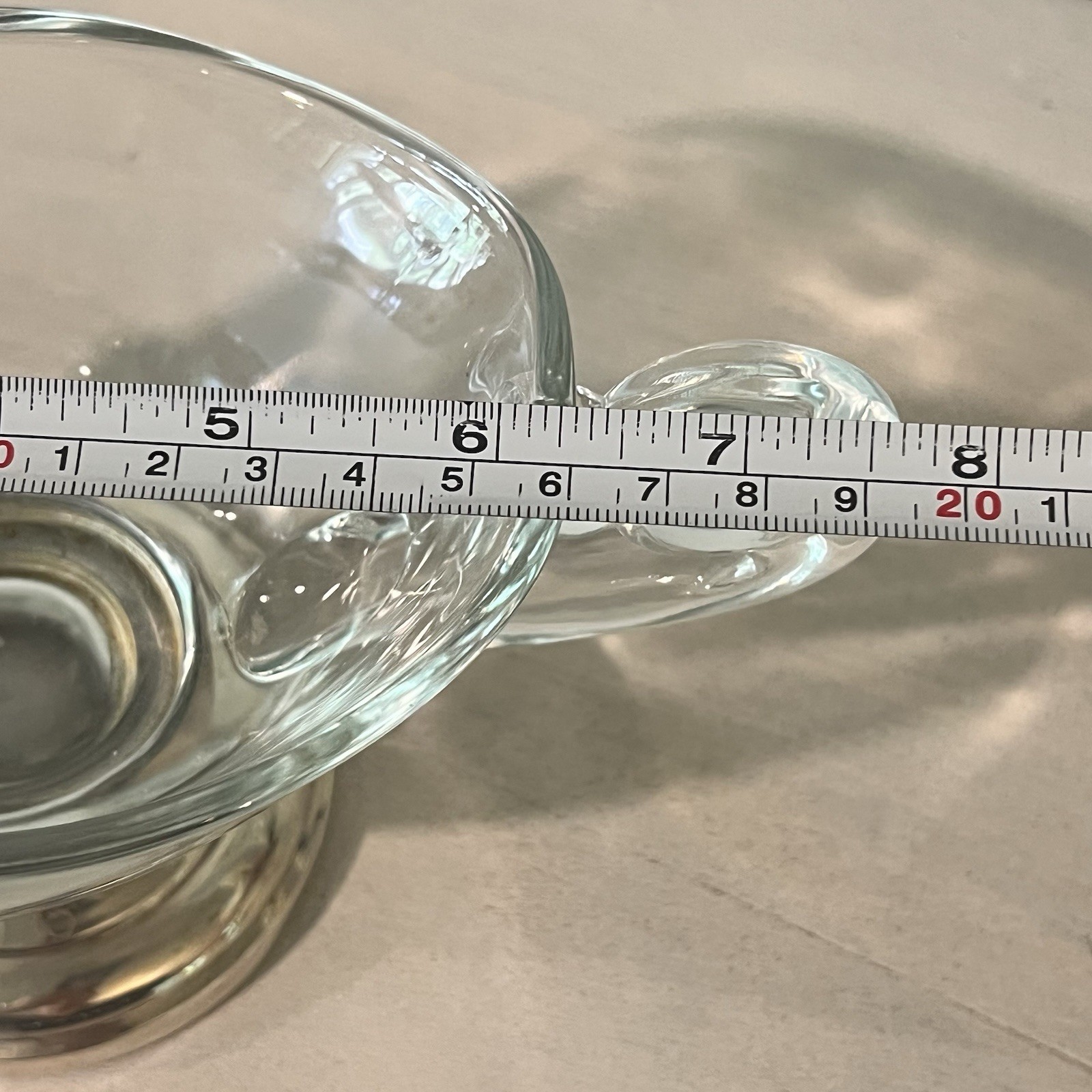 Vintage Frank M Whiting Silver Plate Glass Gravy Boat Creamer Heavy