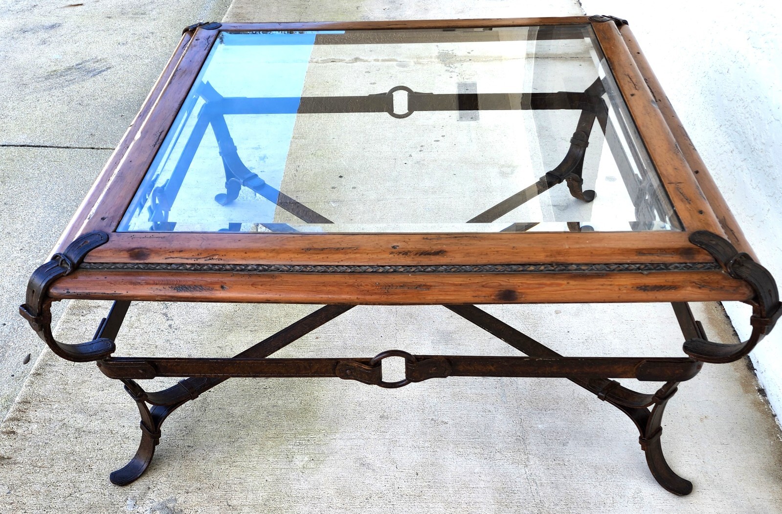 Adnet Hermes Style Coffee Table Equestrian Ranch Rustic