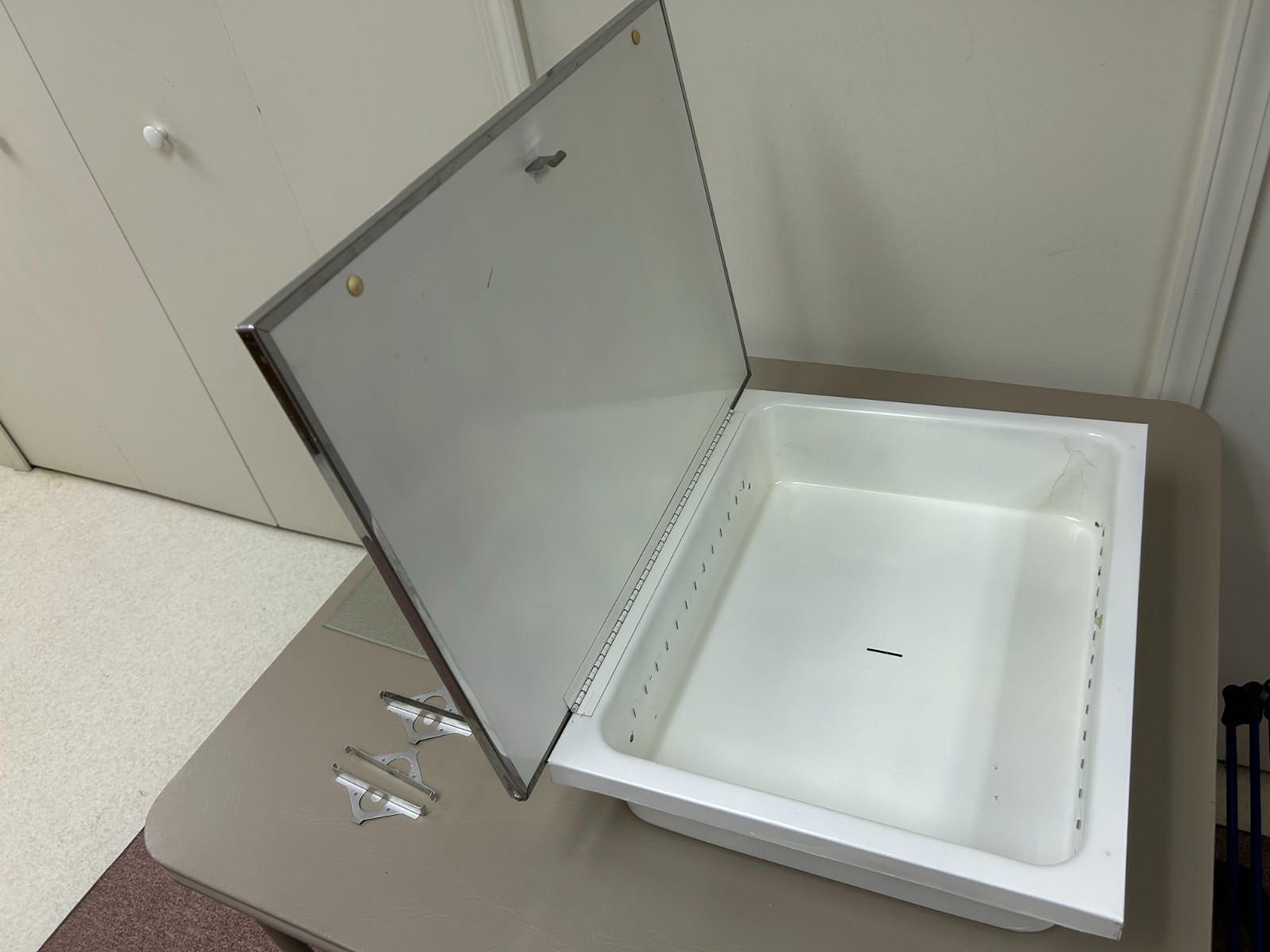 Vintage Mid Century Recessed Chrome Medicine Cabinet Mirror 16″ x 22″