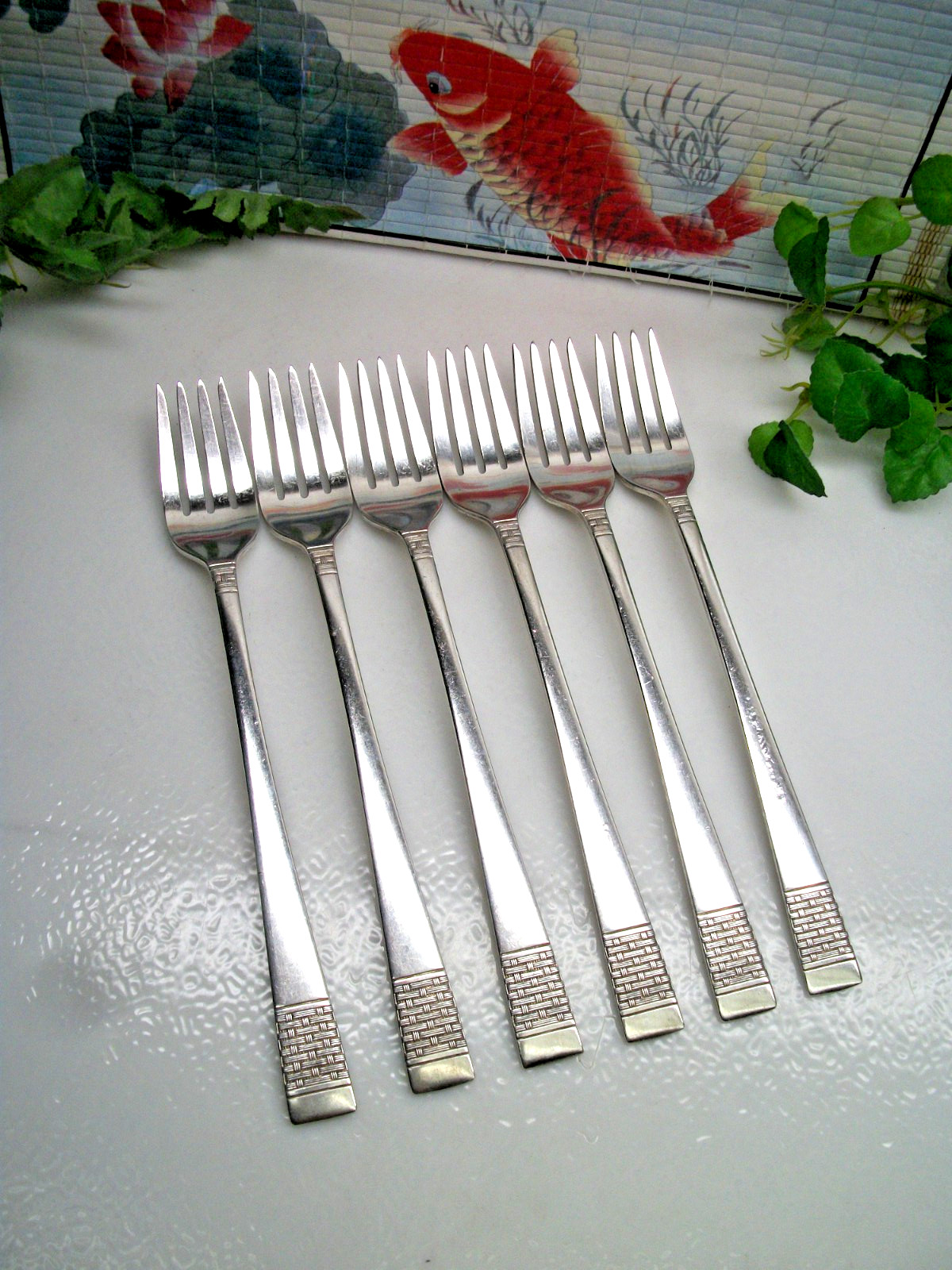 6 National Silver CALVALCADE Silverplate Luncheon Grille Forks 1946