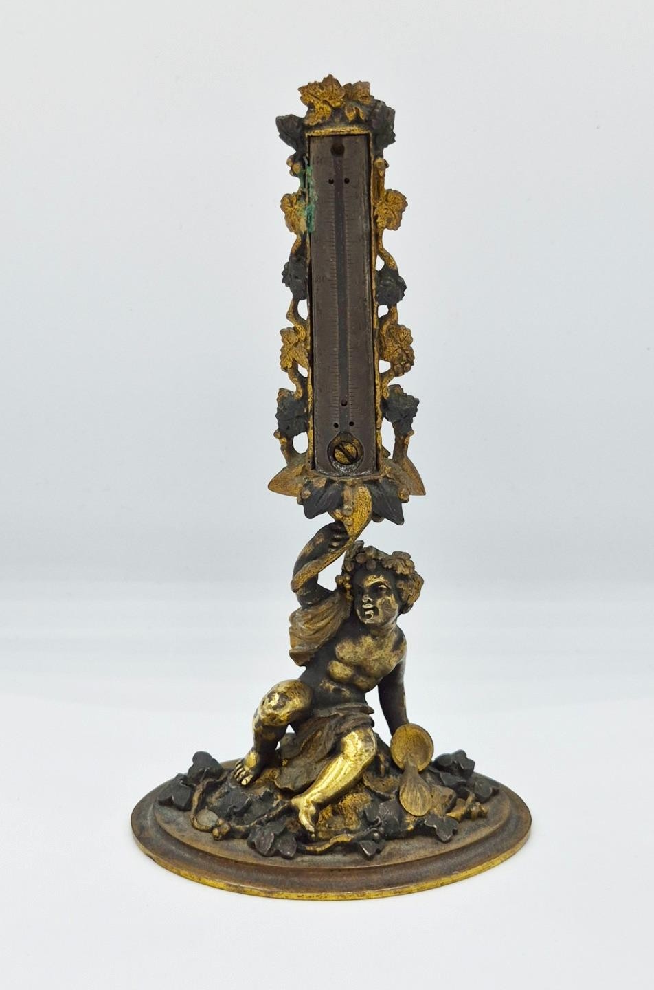 FINE 19TH CENTURY GILT BRONZE BACCHANALIAN THERMOMETER STAND