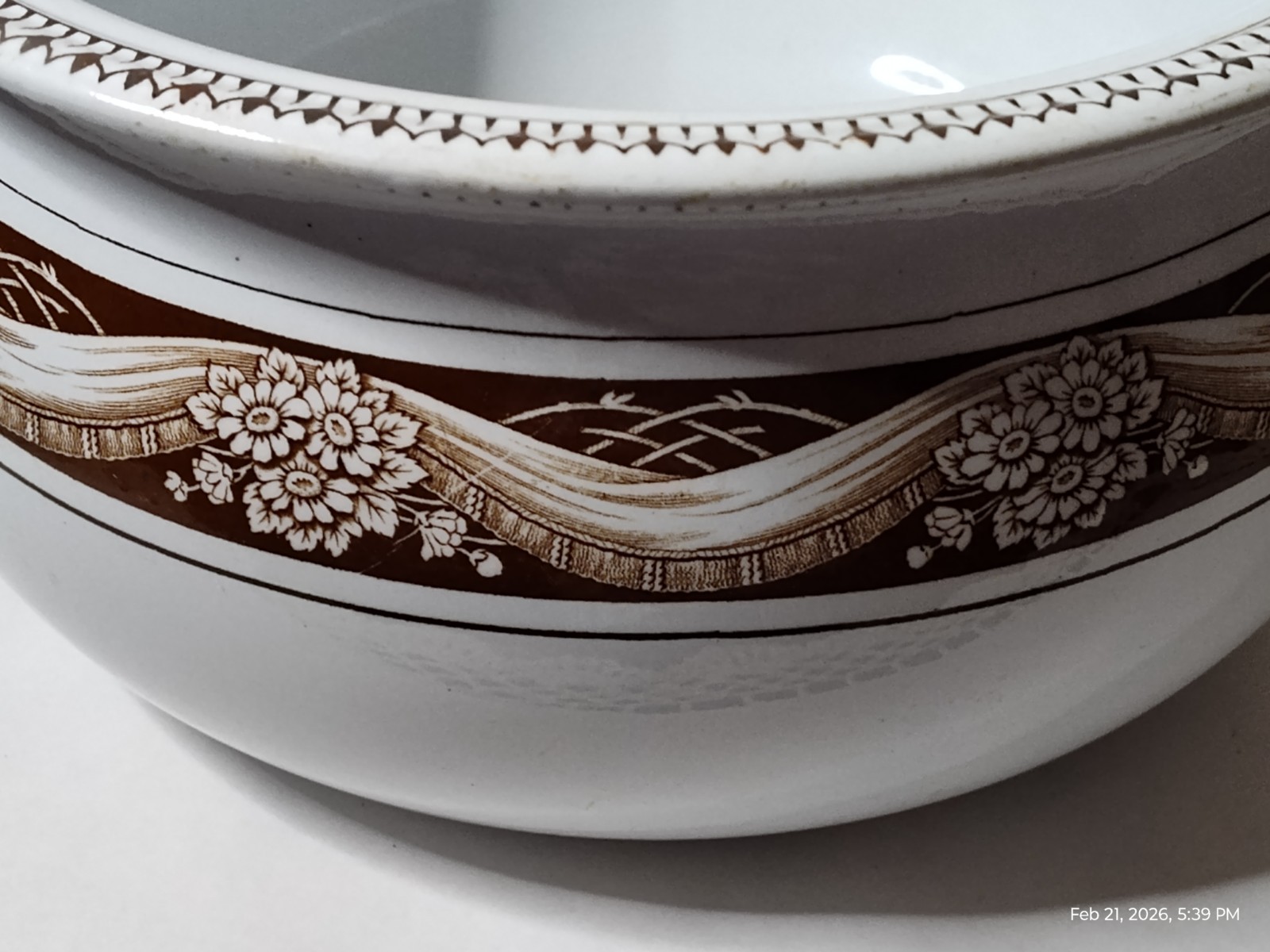Antique 19c BWM & Co. Alexandra Pattern Chamber Pot From Staffordshire England