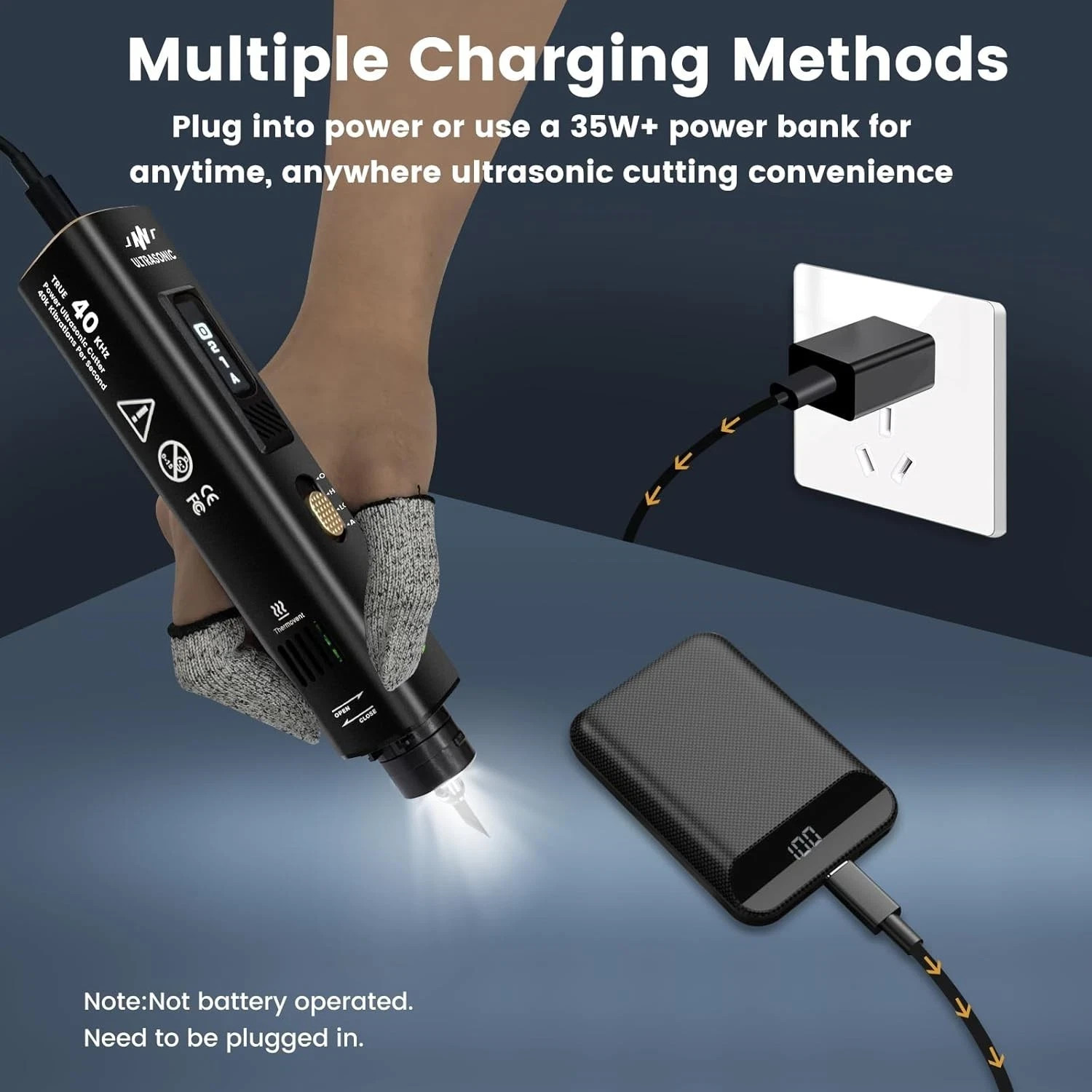 40kHz Ultrasonic Cutter Knife 35W Handheld Ultrasonic Knife with Storage Bag & 5
