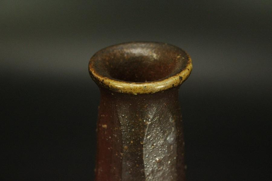Bizen Ware Flower Vase Single Stem by Shinji with Box Japanese Ceramic