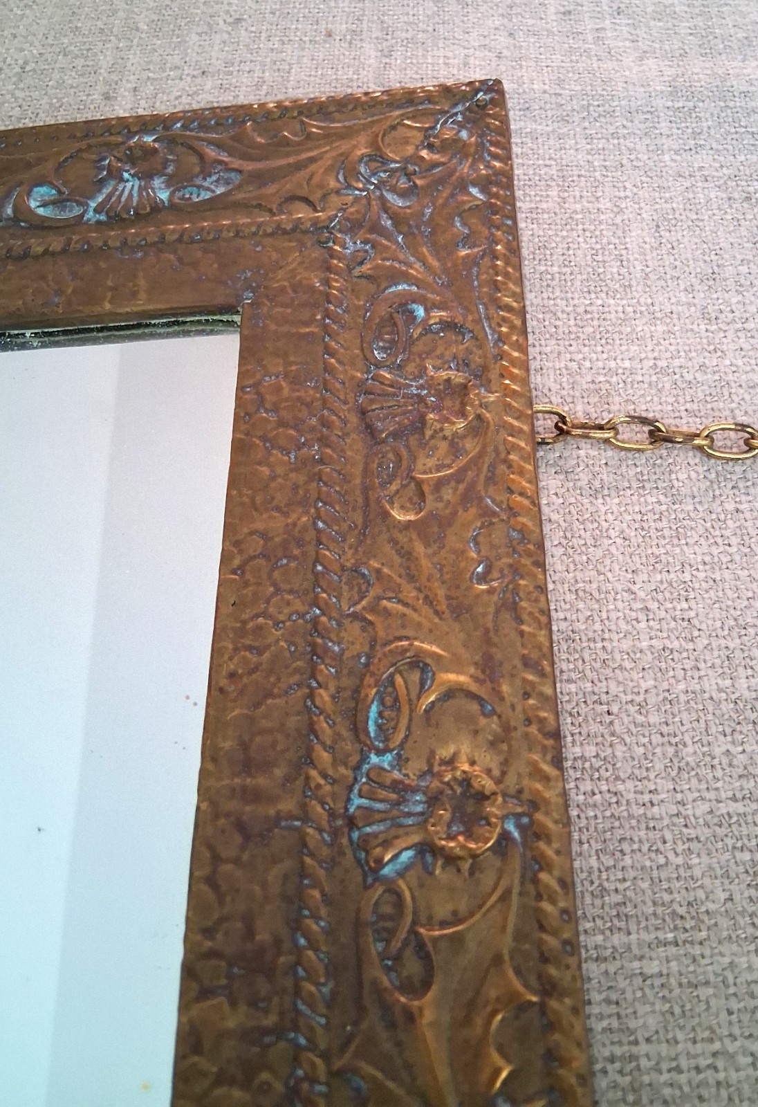 Antique Arts & Crafts Copper Repousse Mirror C1900’s