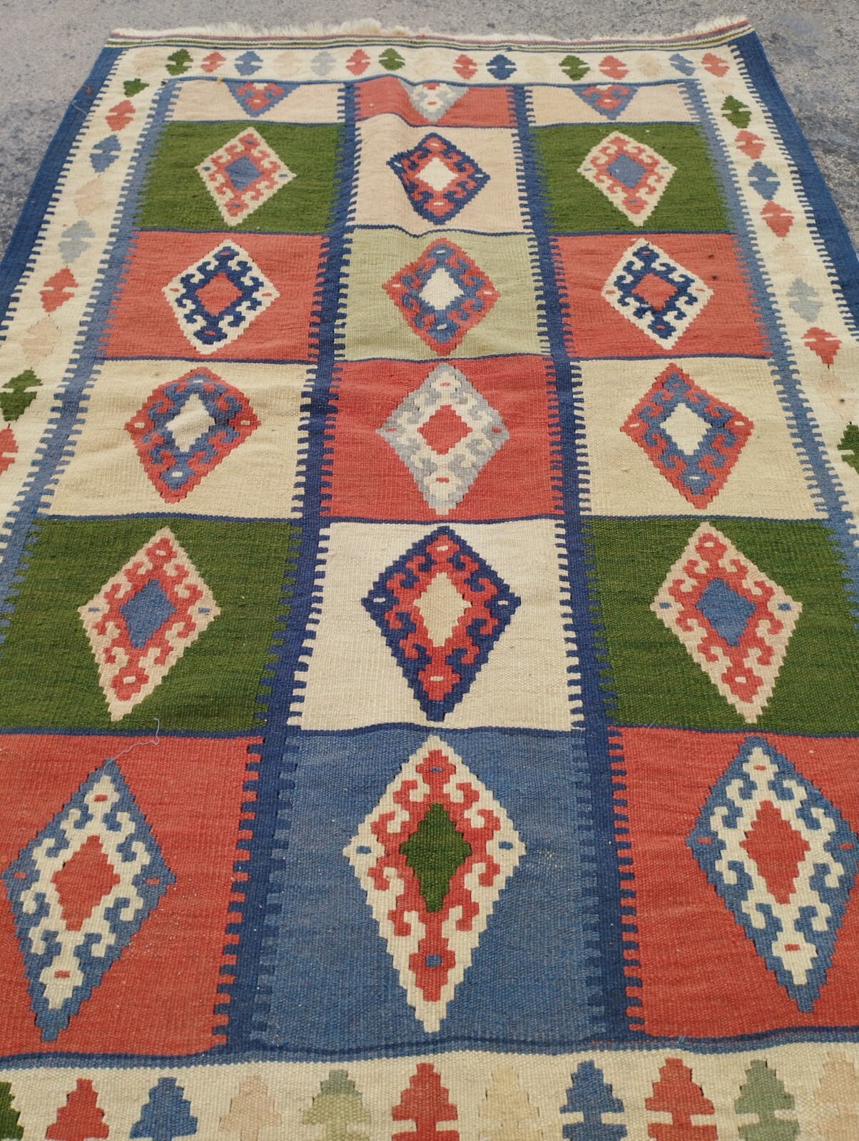 Antique Traditional Oriental Multicolor Wool Kilim Rug Carpet 156×103 cm