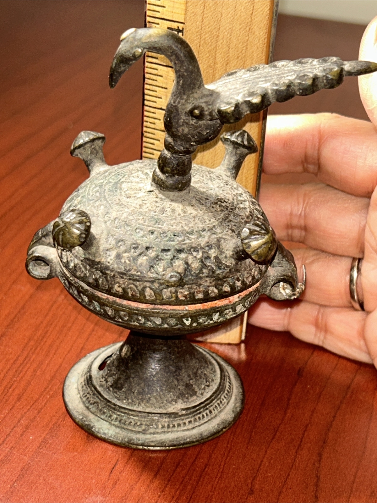 Antique Indian Orissa Dhokhra Bronze India Betel Khol Incense Box