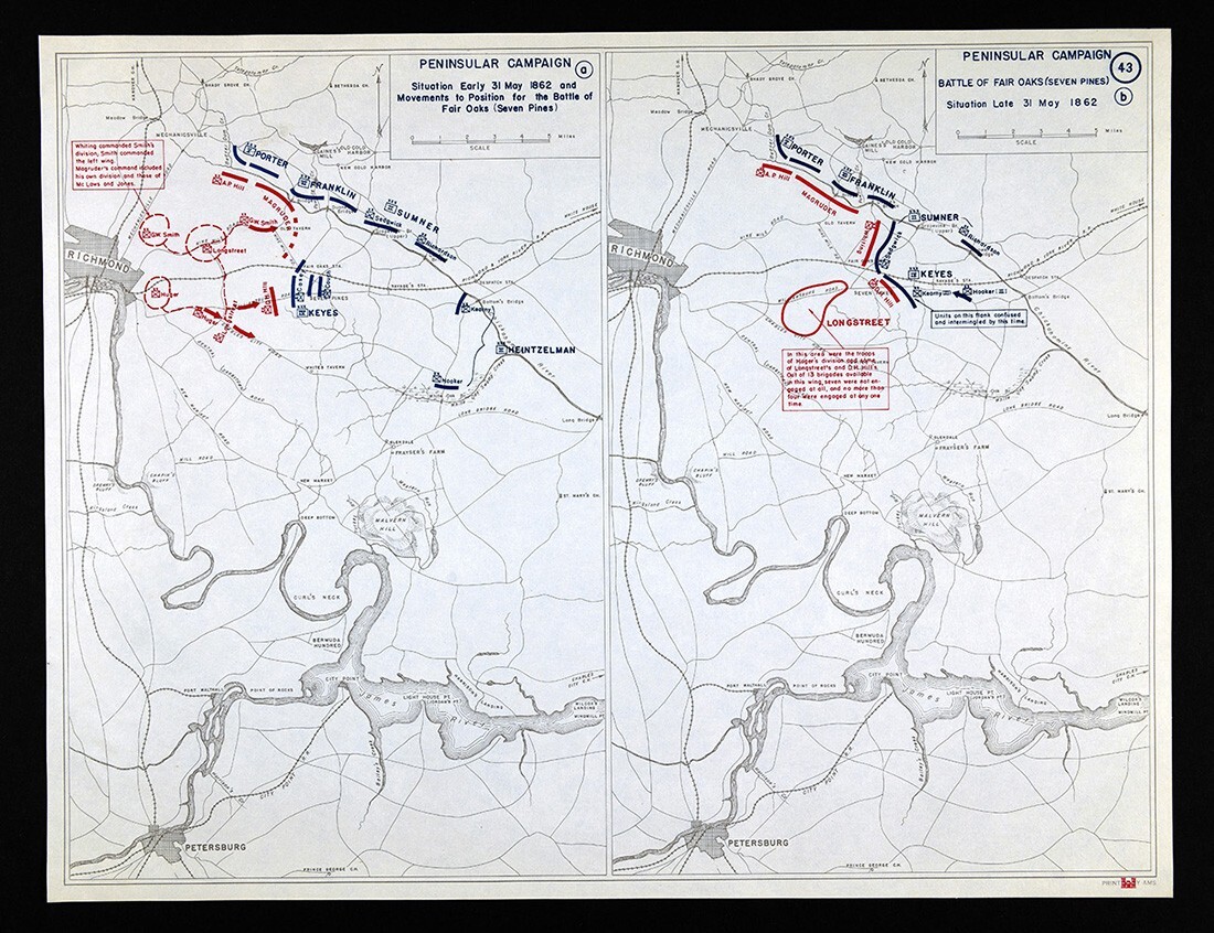 West Point Civil War Map Battle Fair Oaks Mechanicsville Richmond Virginia 1862