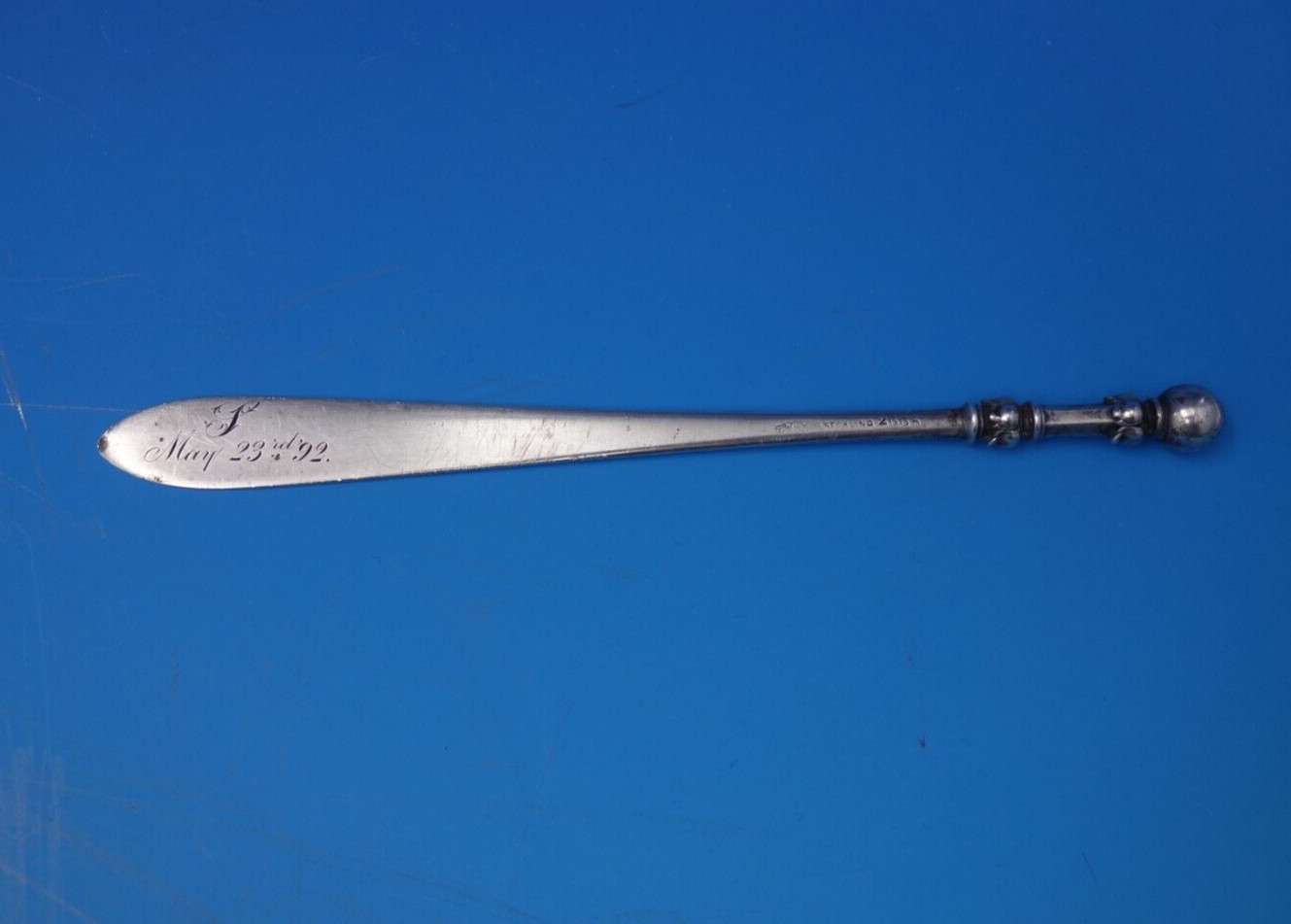 Ball End by Shiebler Sterling Silver Letter Opener #2665 6 1/2″ .67 ozt (#7288)