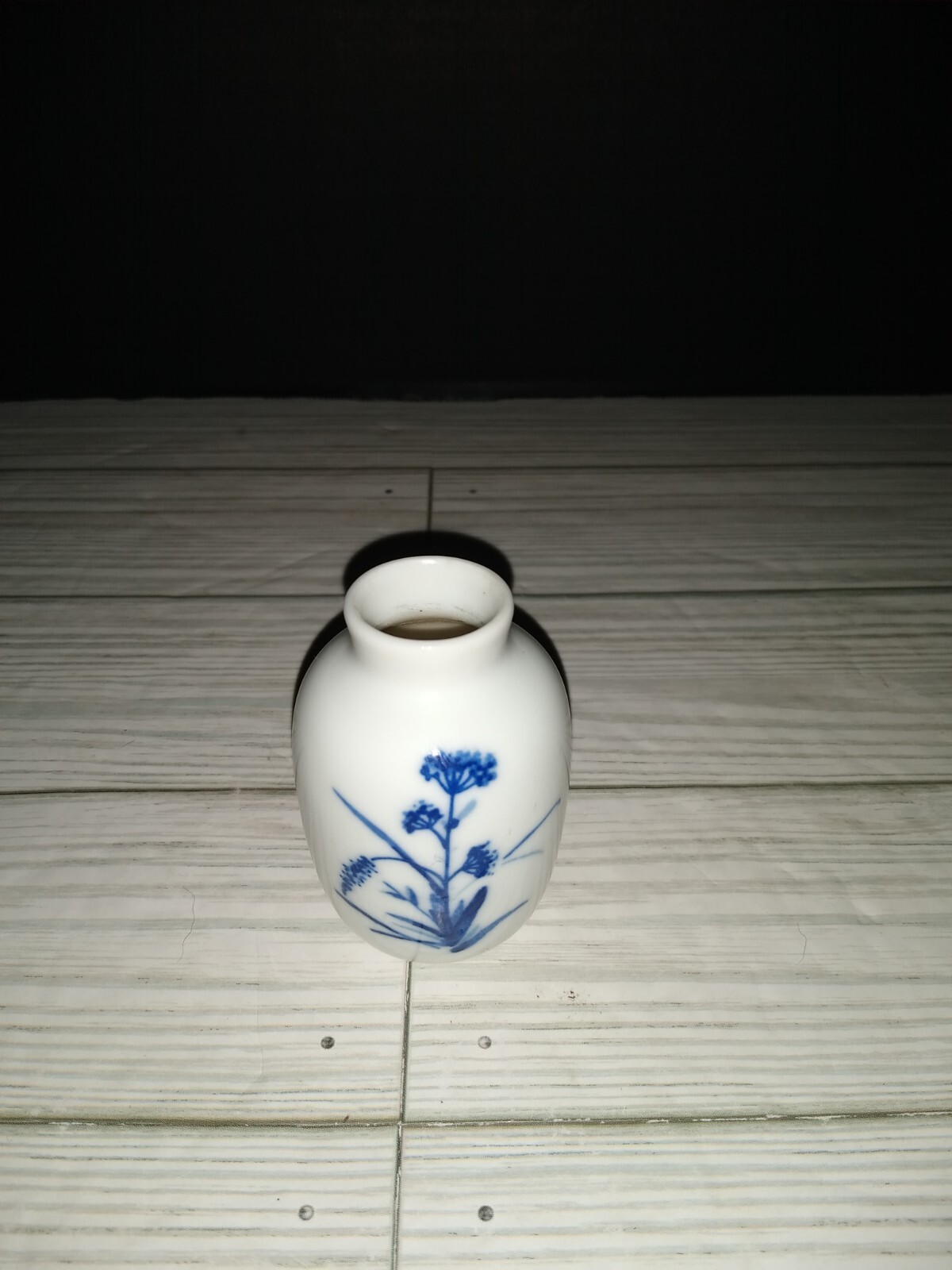 Vintage Chinese Blue and White Porcelain Mini Vase Jar with Flowers